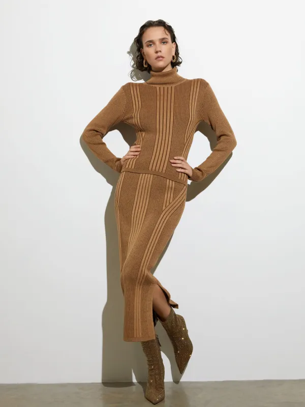 Mari Rib Knit Midi Skirt sold by French Connection