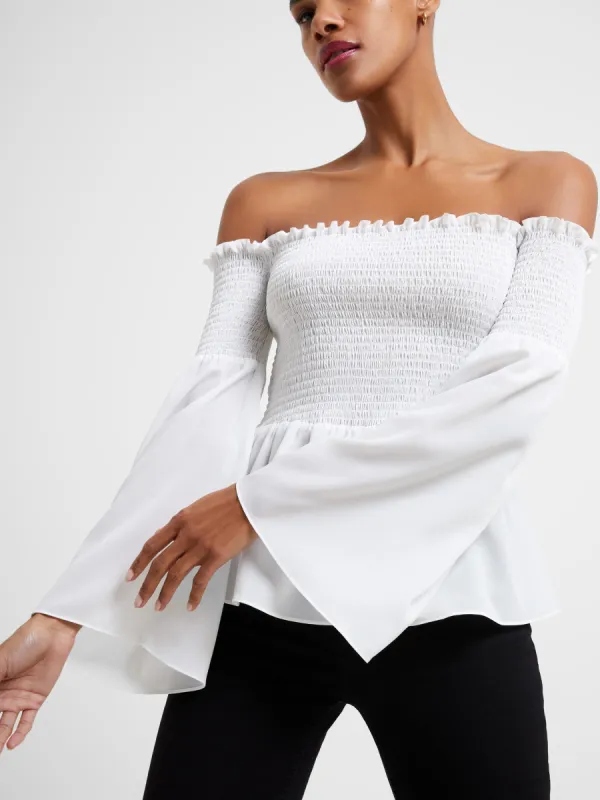 Crepe Light Smocked Bardot Top sold by French Connection