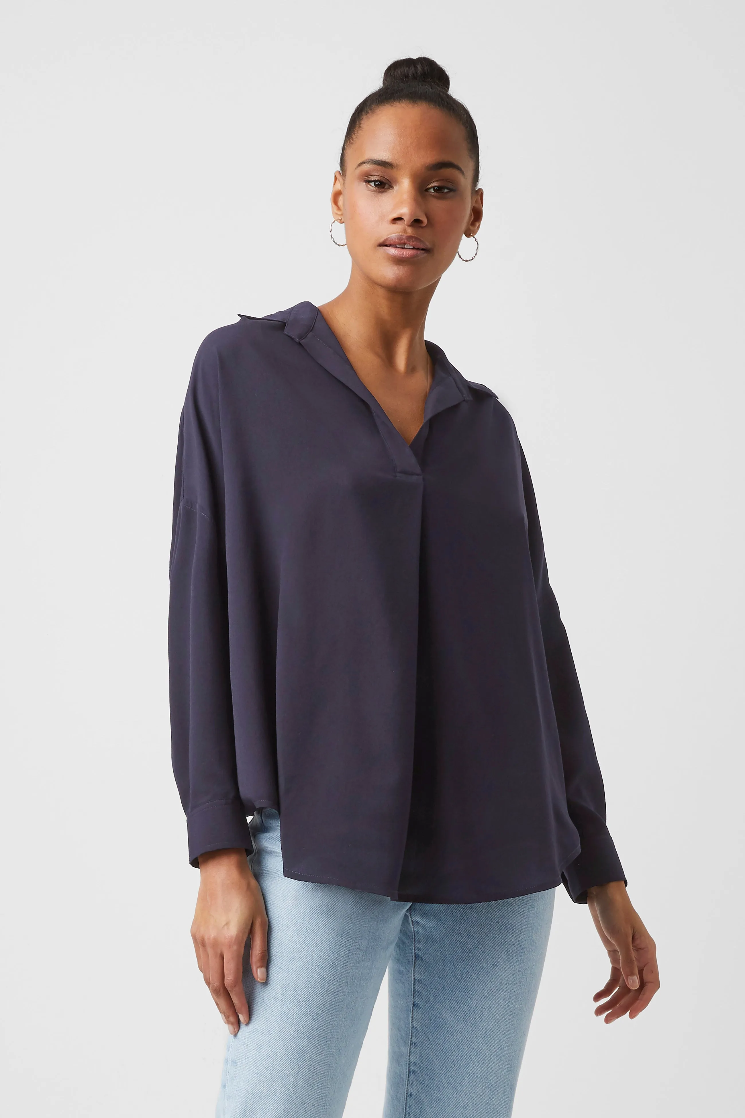 Rhodes Crepe Pop Over Shirt sold by French Connection