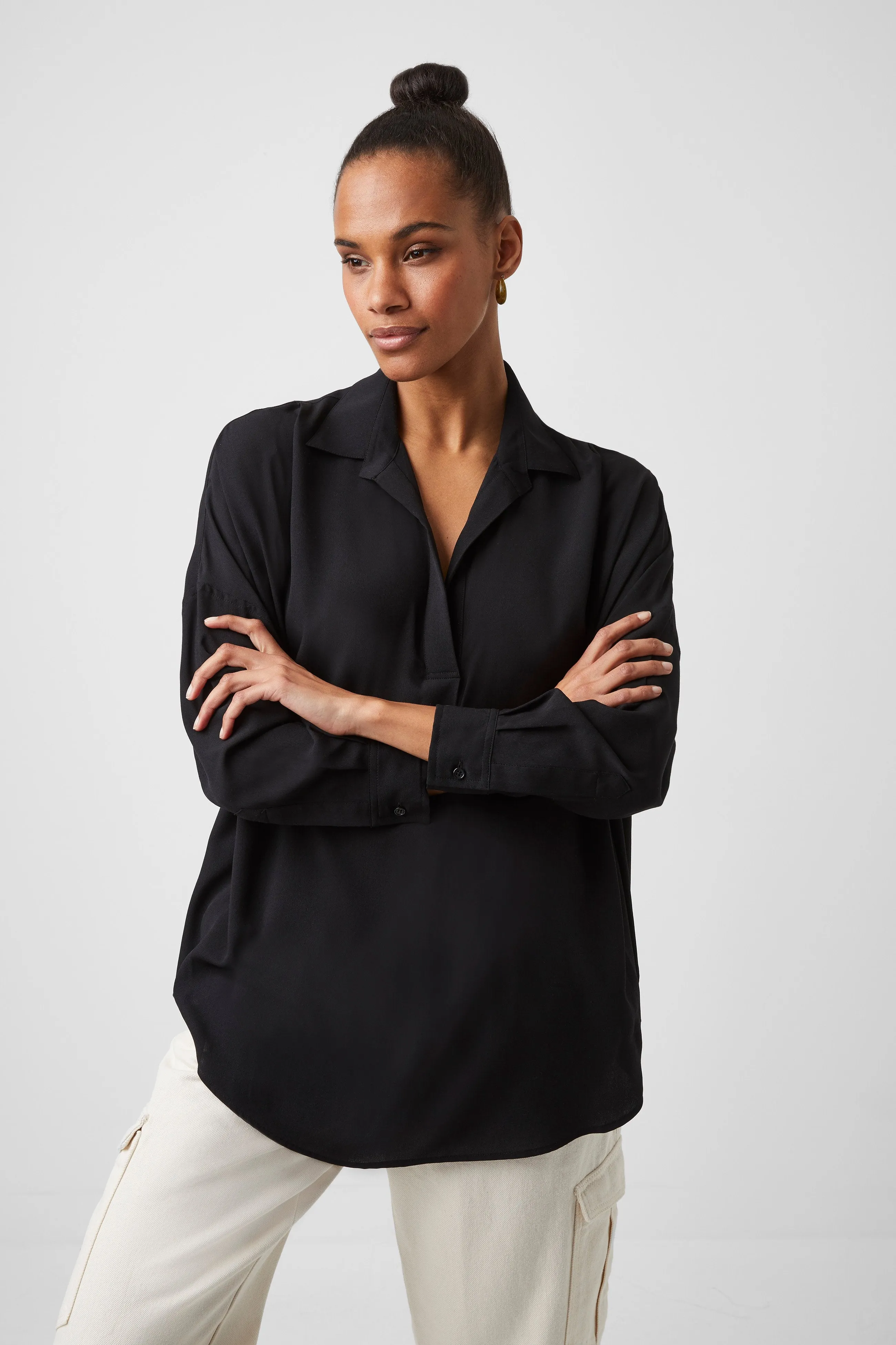 Rhodes Crepe Pop Over Shirt sold by French Connection product image thumbnail 2