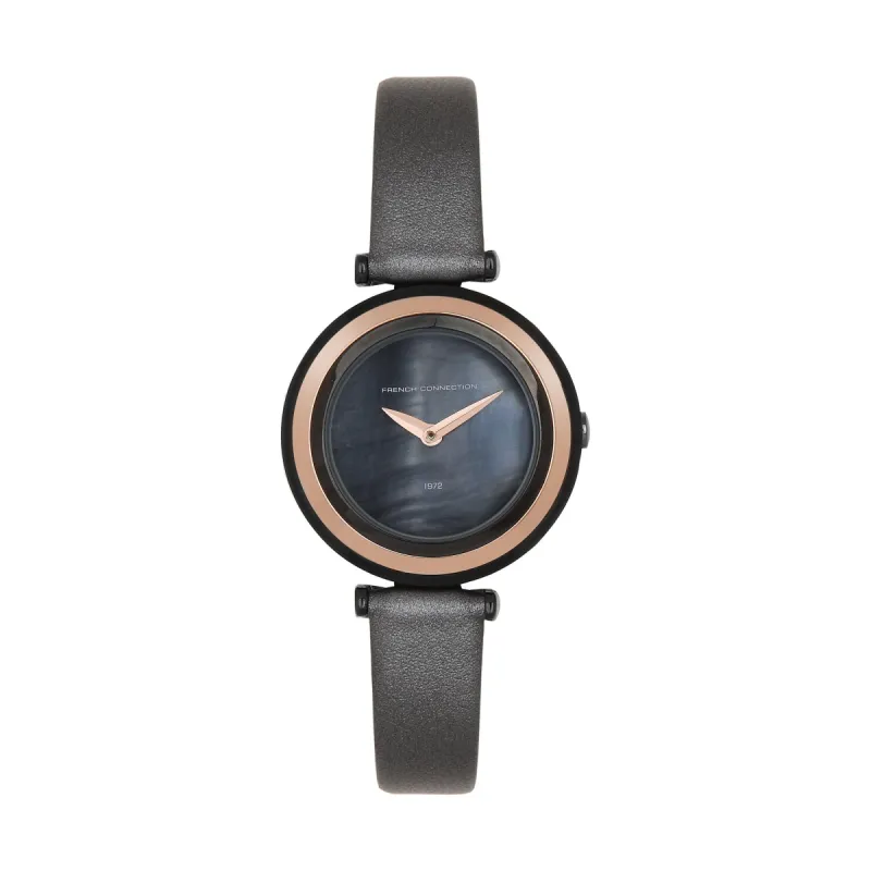 Black Leather Strap Dial Watch sold by French Connection