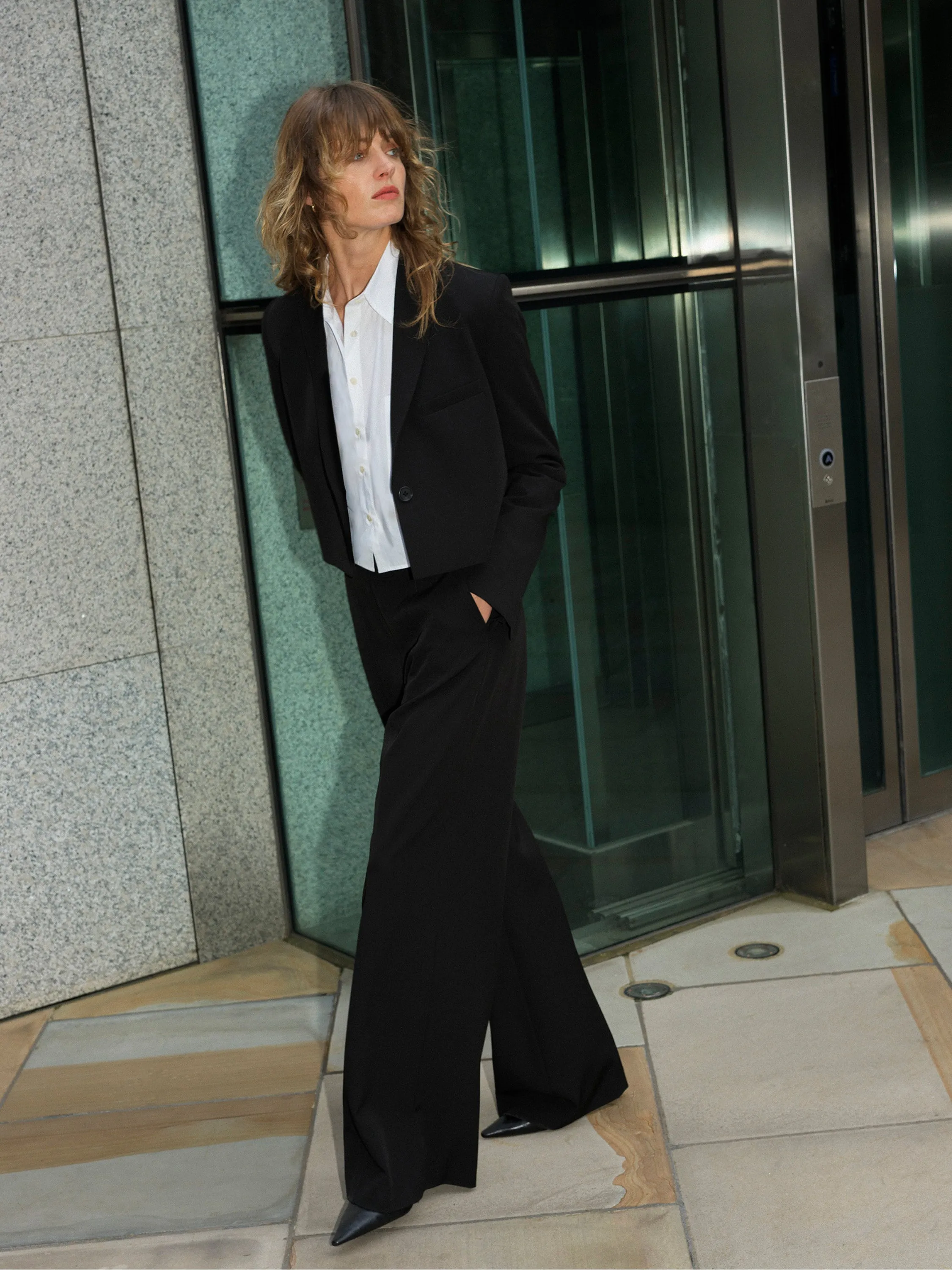 Echo Crepe Cropped Blazer sold by French Connection