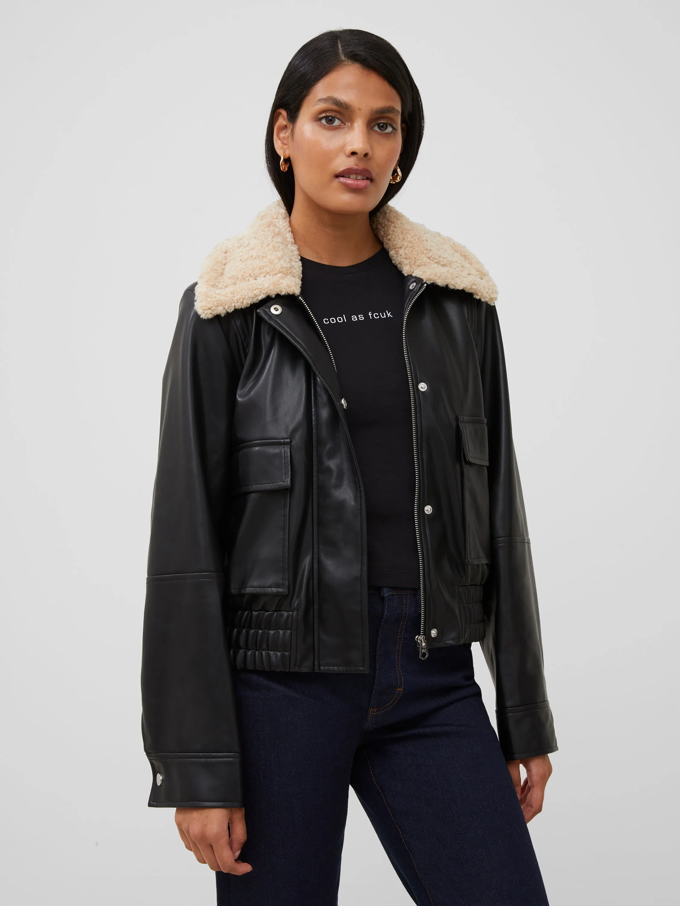 Vegan Leather Aviator Jacket sold by French Connection