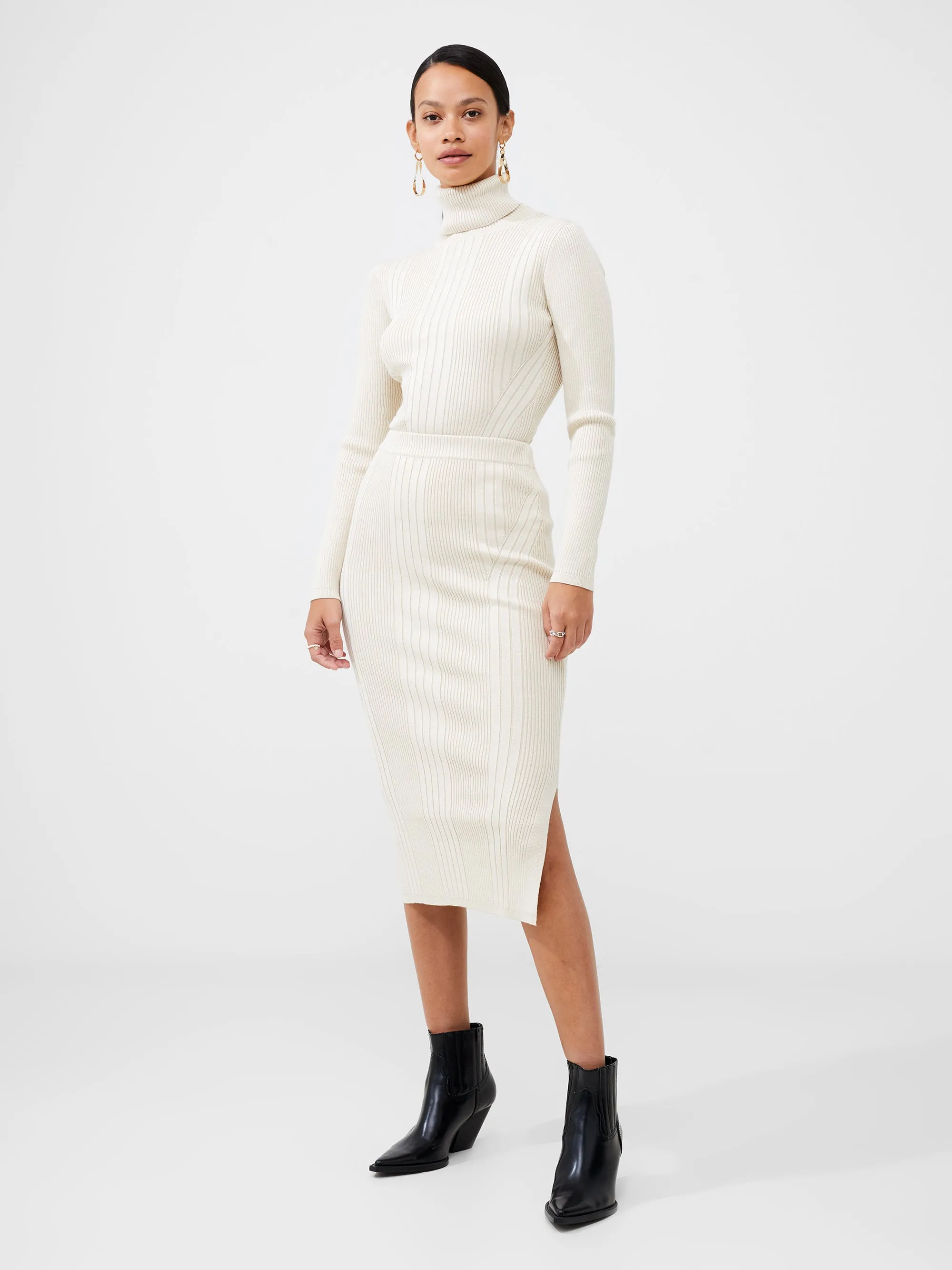 Mari Rib Knit Midi Skirt sold by French Connection