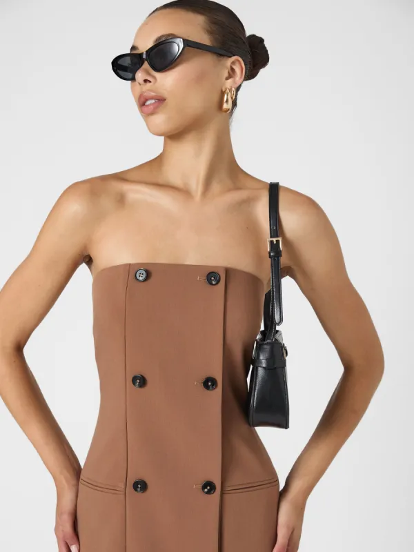 Azra Twill Strapless Midi Dress sold by French Connection