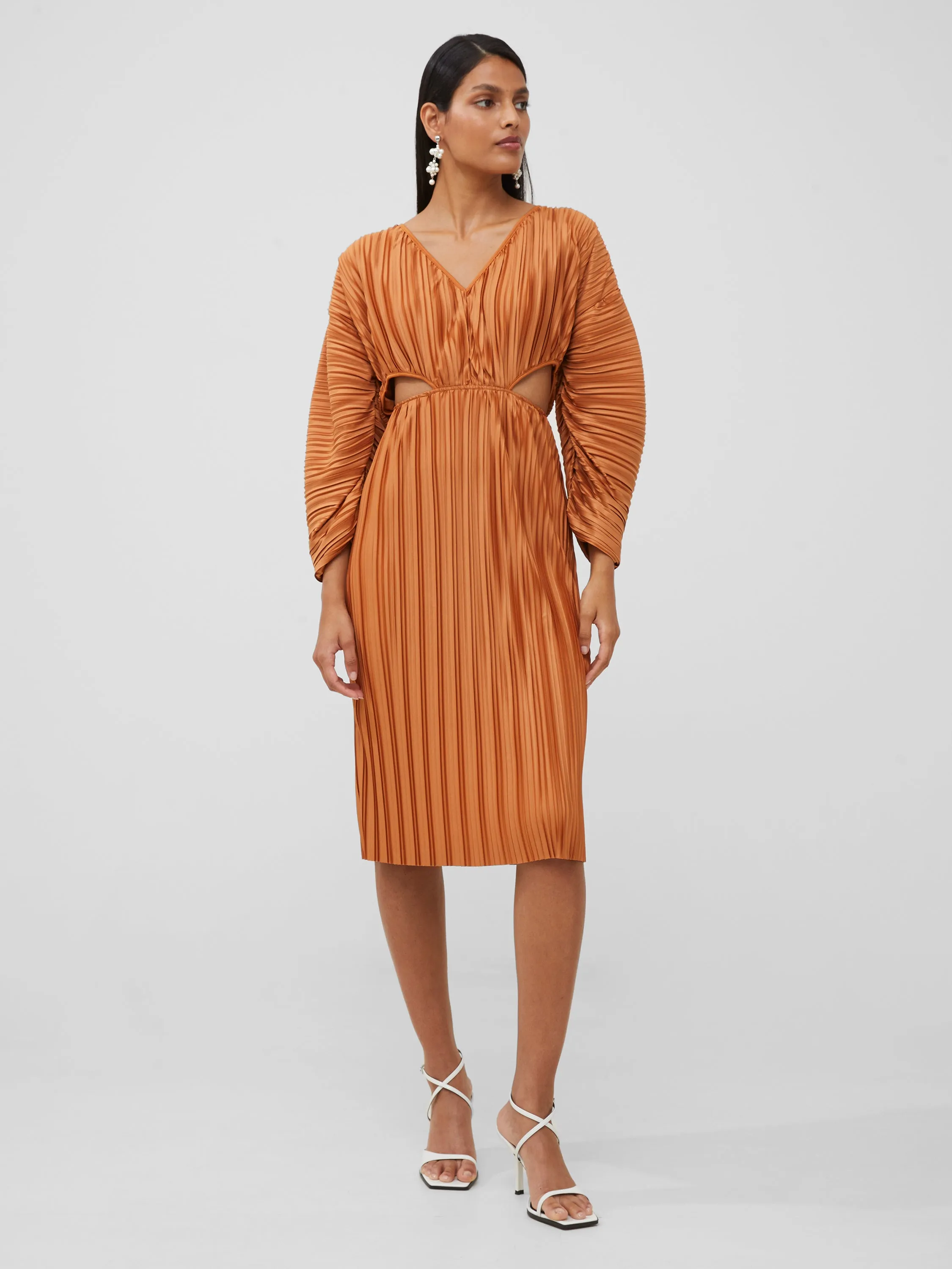 Regi Pleated Cut Out Midi Dress sold by French Connection