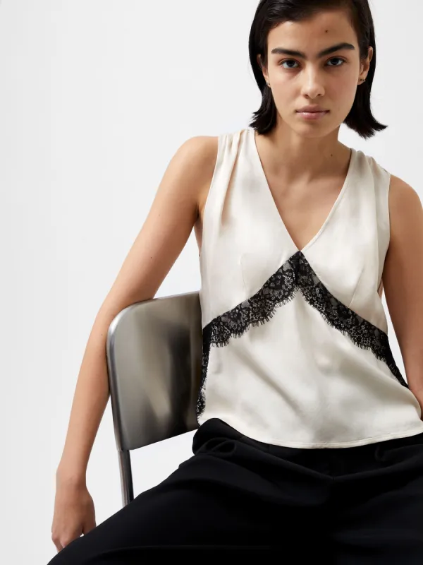 Ennis Satin Lace Top sold by French Connection