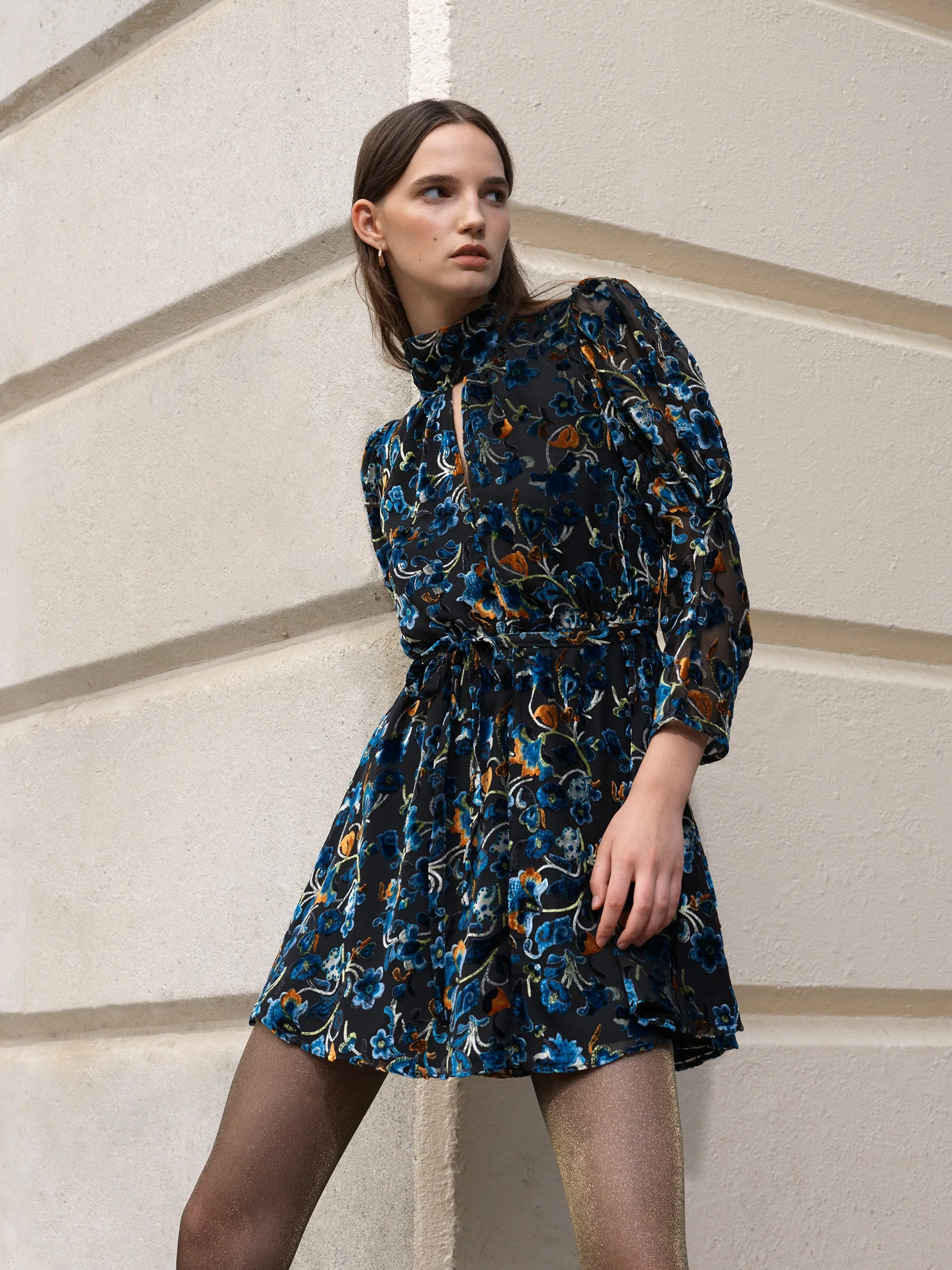 celena mini dress light blue burnout Elenora Mini Dress