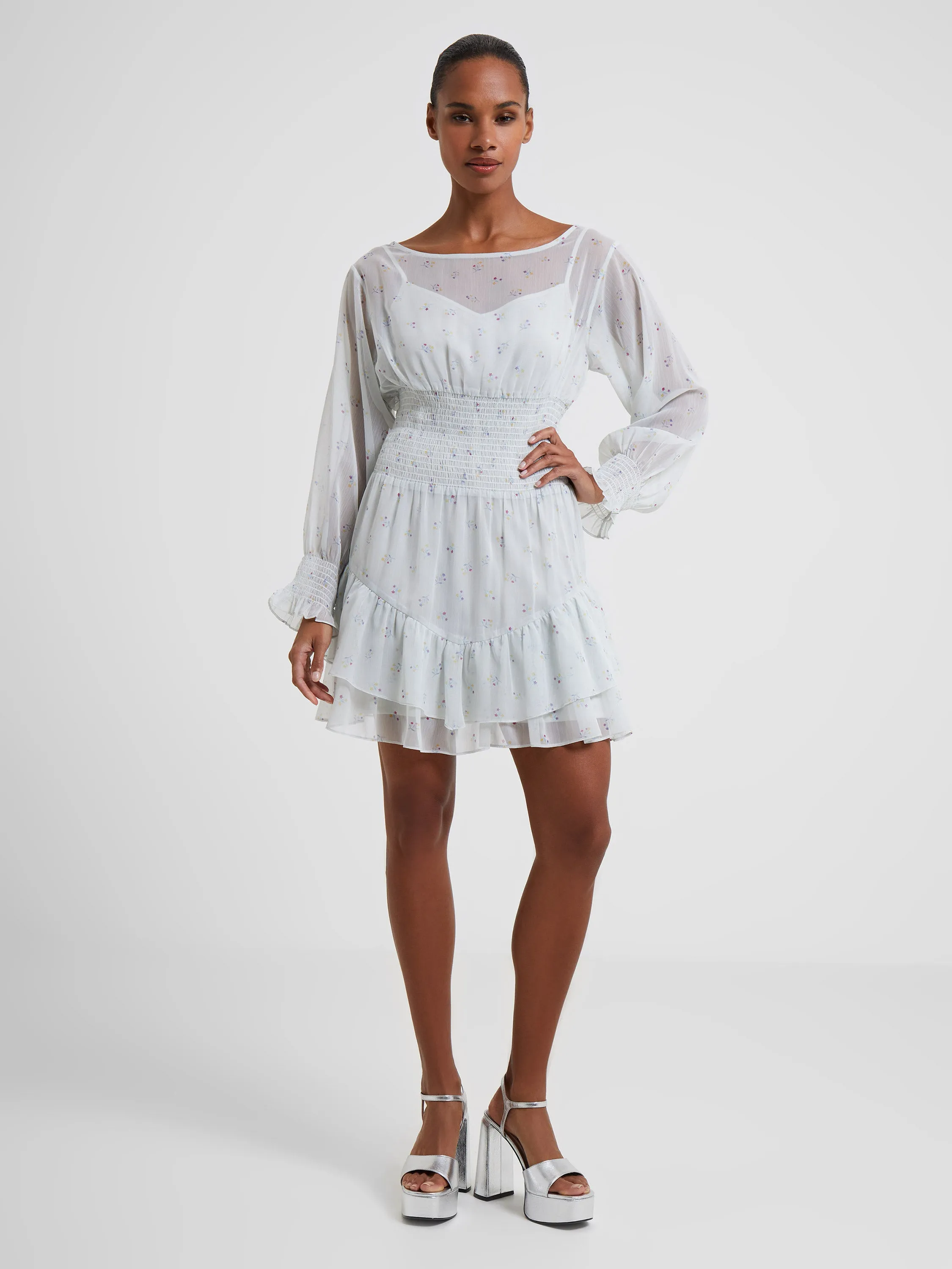 Cecilia Hallie Recycled Crinkle Ruffle Mini Dress sold by French Connection product image thumbnail 3