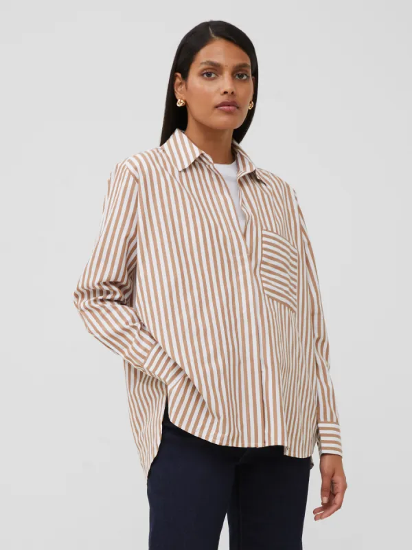 Striped Relaxed Pop Over Shirt sold by French Connection