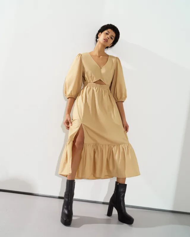 Rhodes Poplin Cut Out Midi Dress sold by French Connection