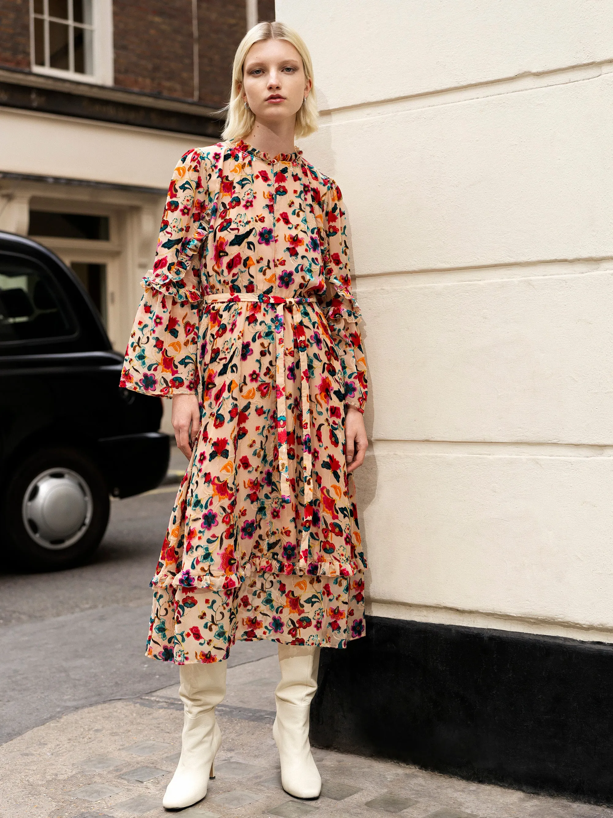 Avery Burnout Midi Dress sold by French Connection