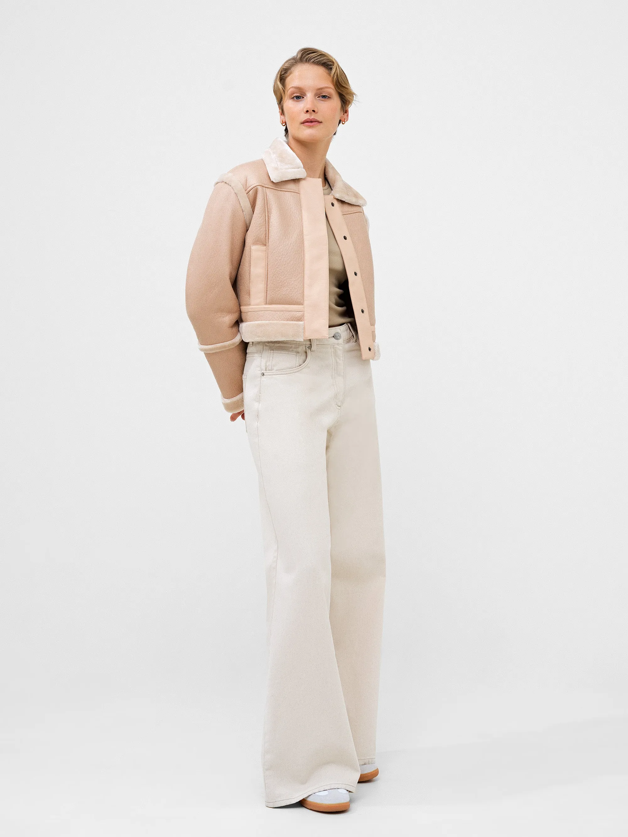 Belen Faux Fur Cropped Moto Jacket sold by French Connection product image thumbnail 2
