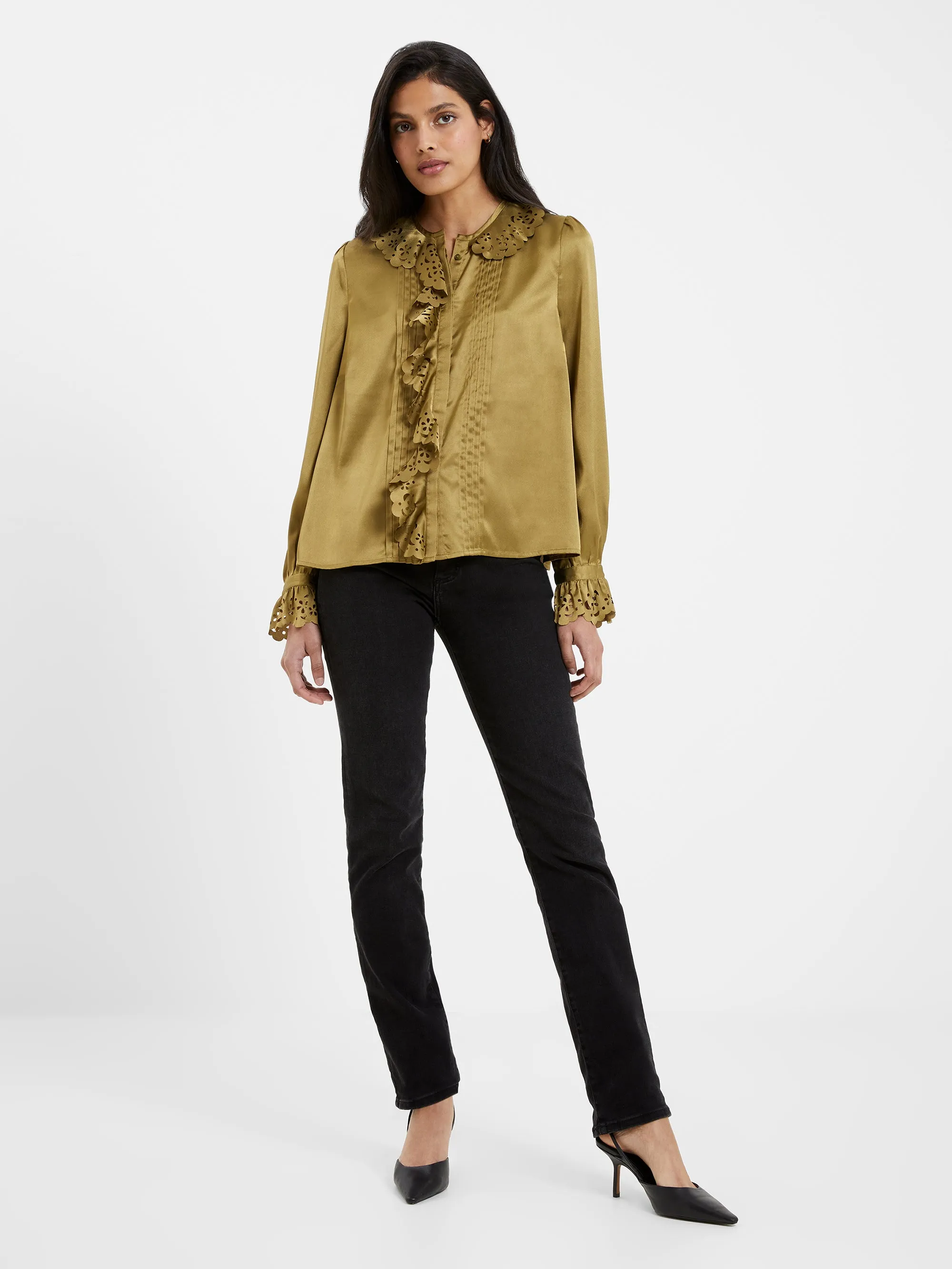 Aleeya Satin Lace Ruffle Blouse sold by French Connection product image thumbnail 3