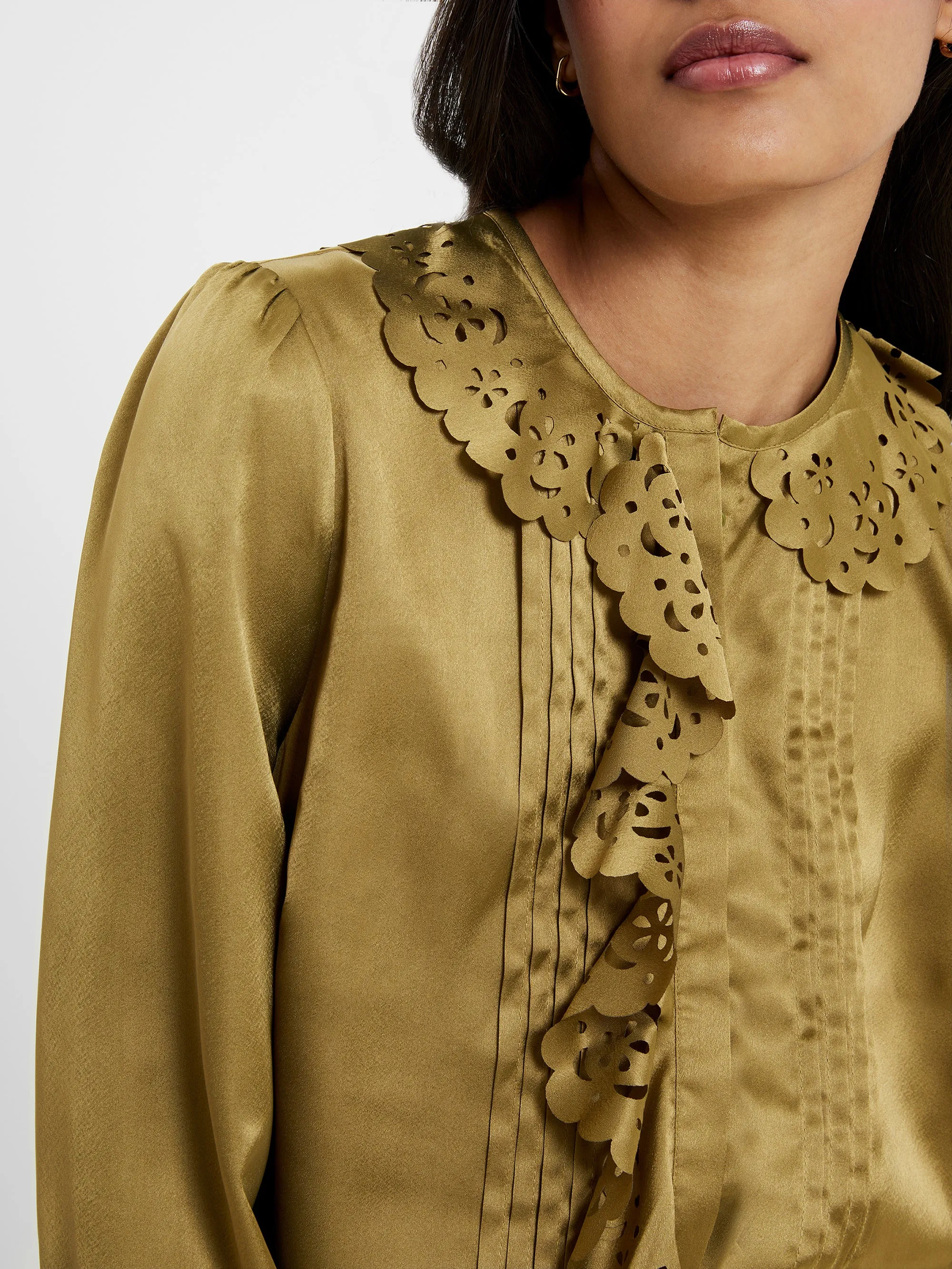 Aleeya Satin Lace Ruffle Blouse sold by French Connection product image thumbnail 2