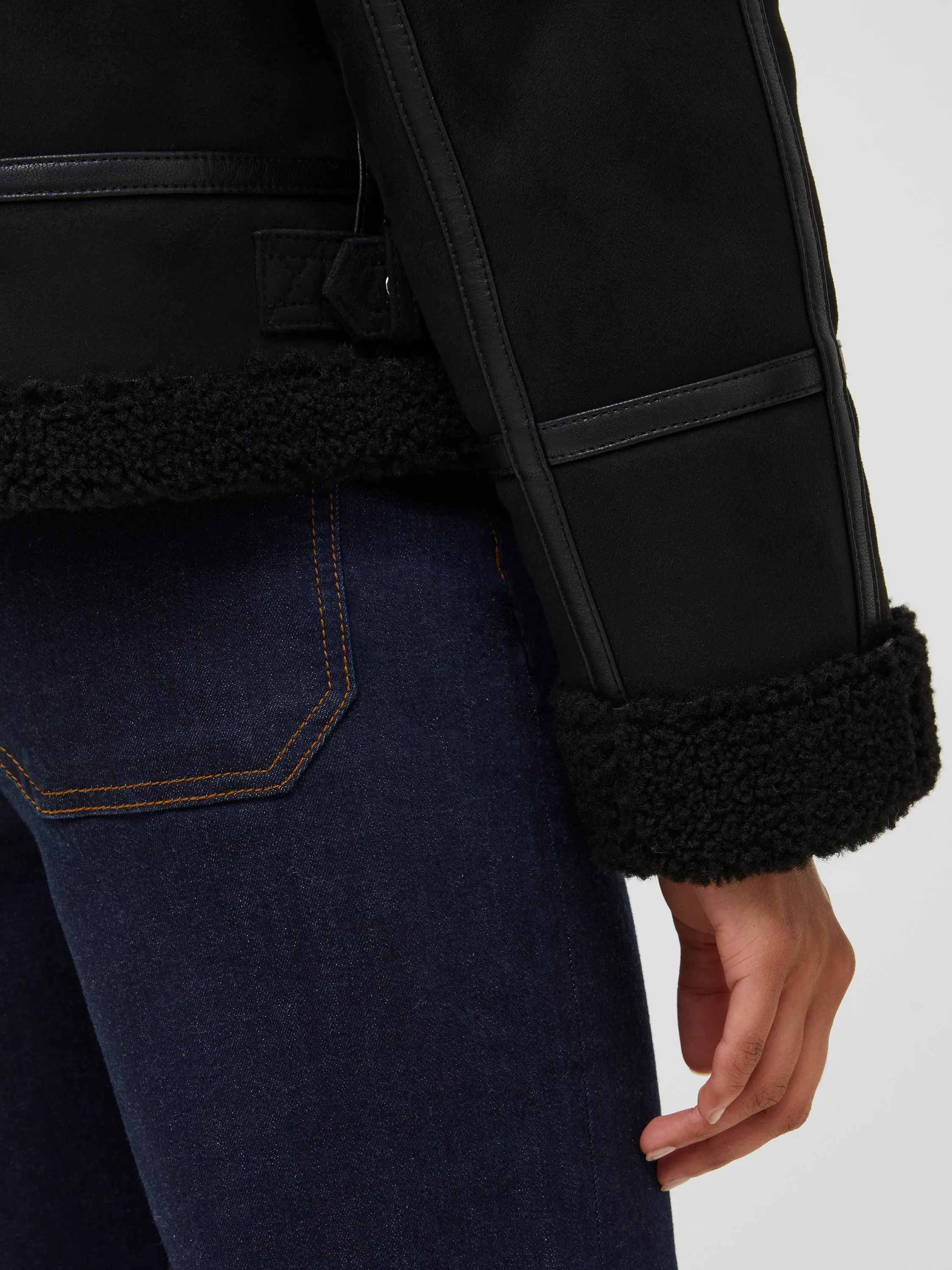 Faux Shearling Aviator Jacket sold by French Connection product image thumbnail 3