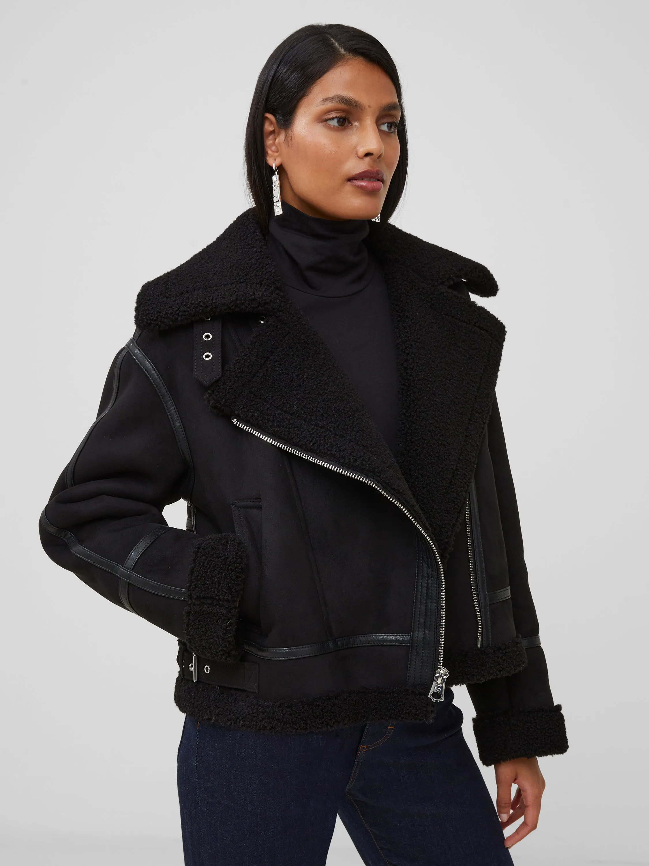 Faux Shearling Aviator Jacket sold by French Connection