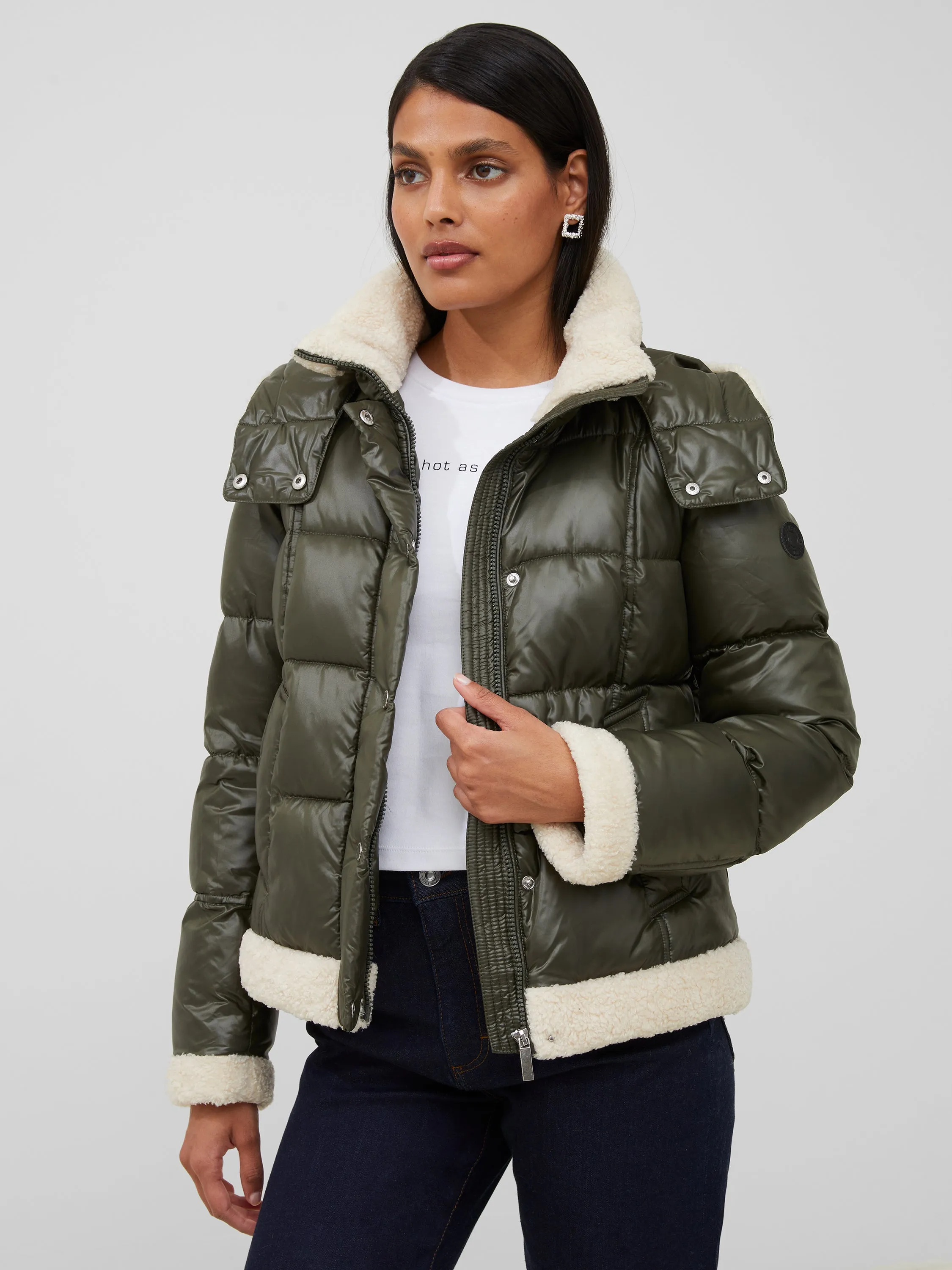 Vegan Leather Shearling Puffer Coat sold by French Connection product image thumbnail 2