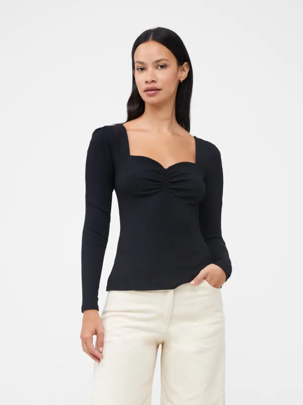 Sonya Ribbed Sweetheart Neck Top sold by French Connection