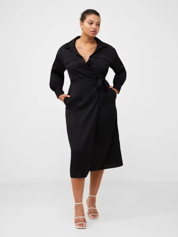 Harlow Recycled Satin Wrap Midi Dress sold by French Connection