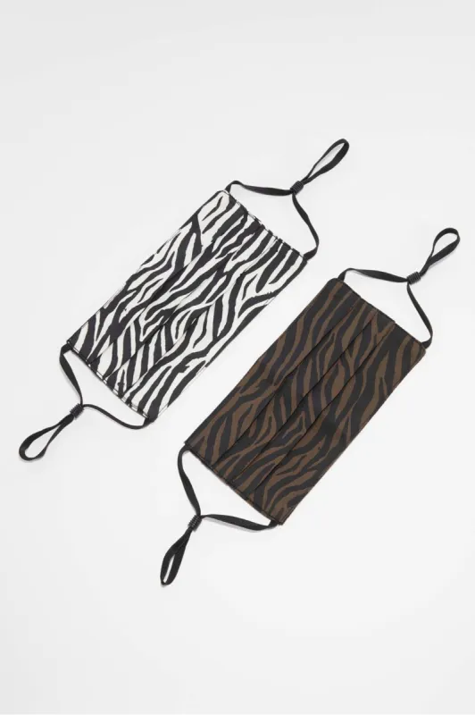 Zebra Print Pleated Mask 2 Pack sold by French Connection