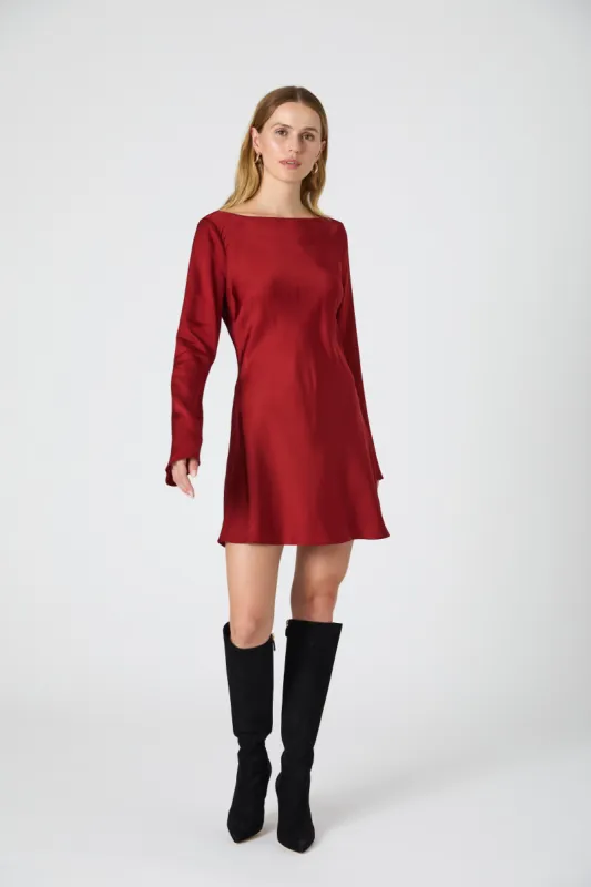 Ennis Satin Longsleeve Mini Dress sold by French Connection