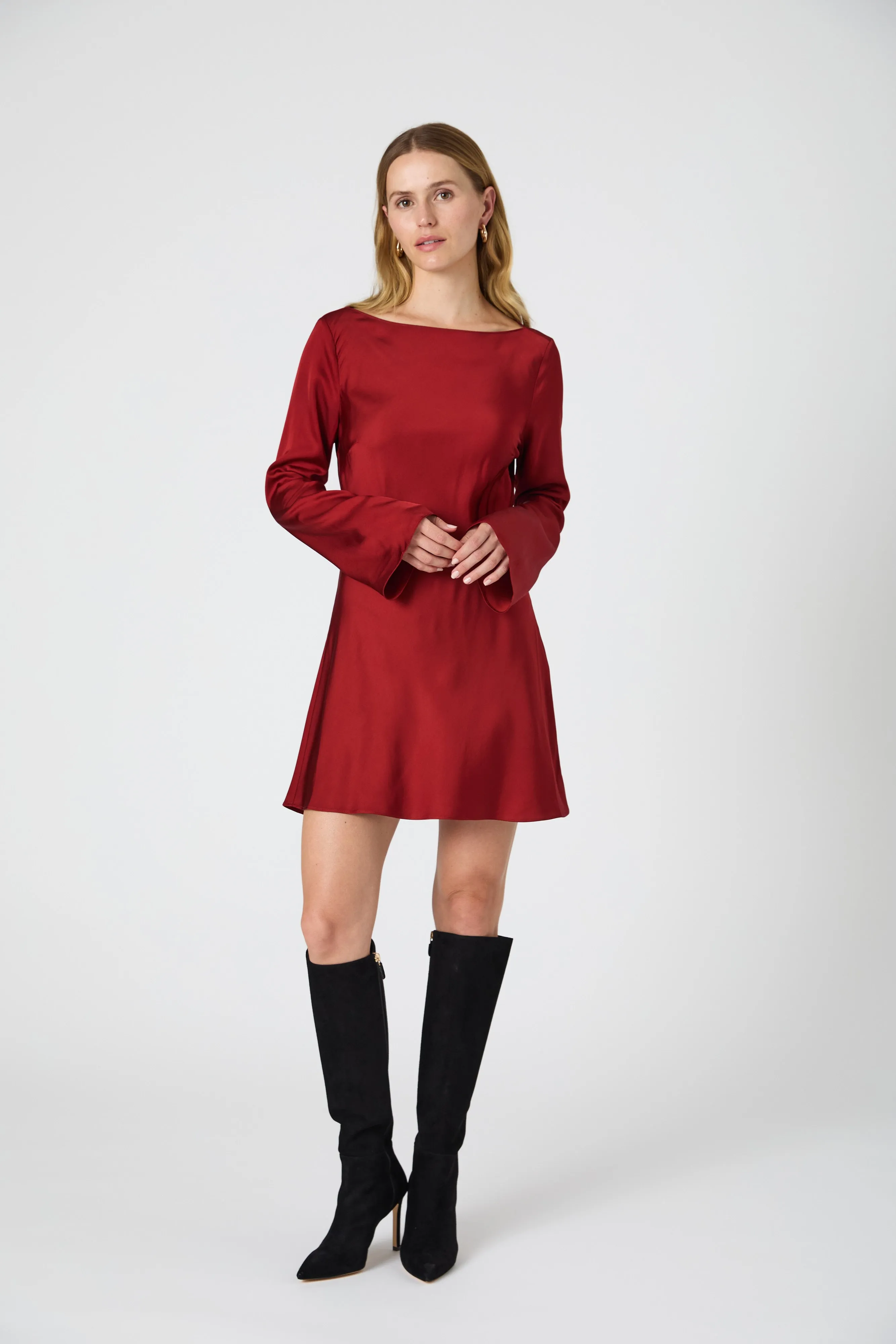 Ennis Satin Longsleeve Mini Dress sold by French Connection product image thumbnail 2