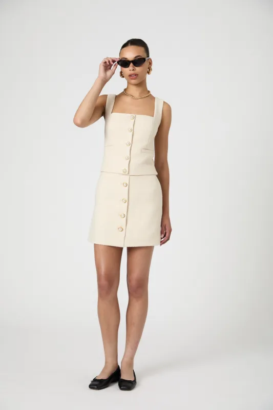 Structured Tweed Button Front Top sold by French Connection