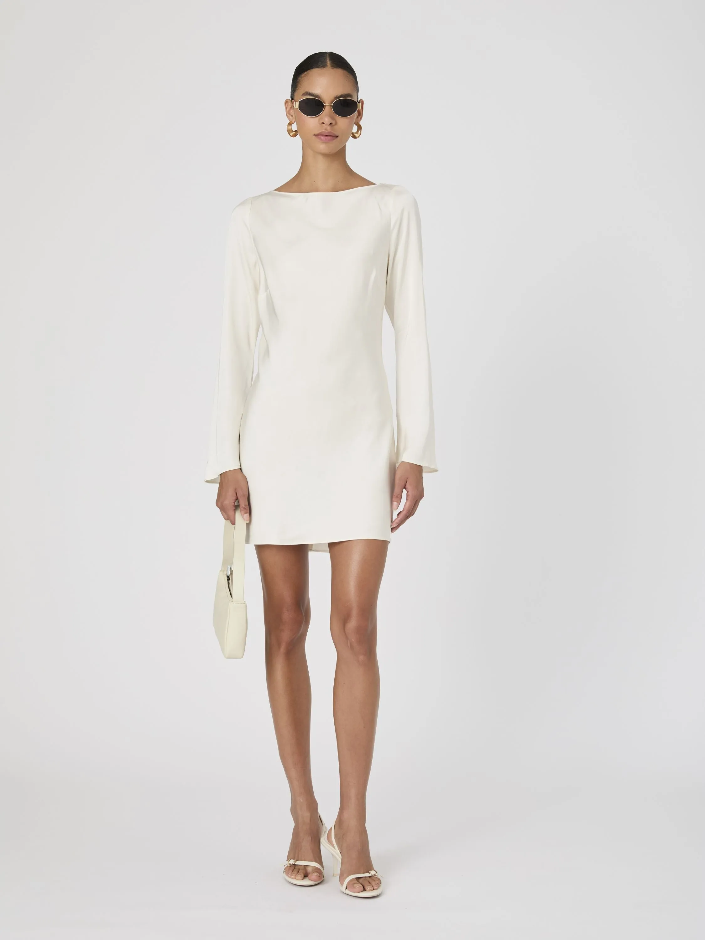 Ennis Satin Longsleeve Mini Dress sold by French Connection