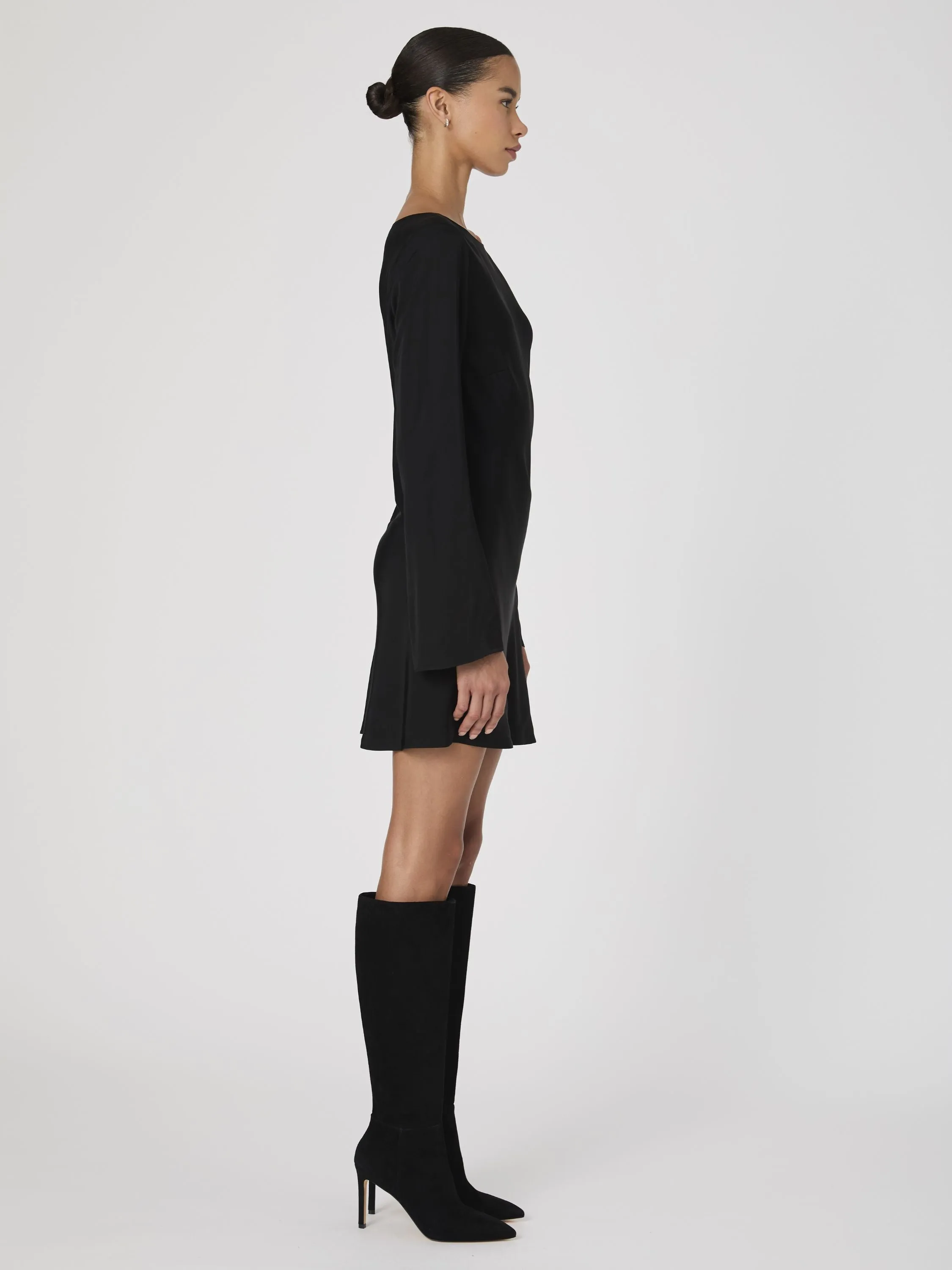 Ennis Satin Longsleeve Mini Dress sold by French Connection product image thumbnail 3