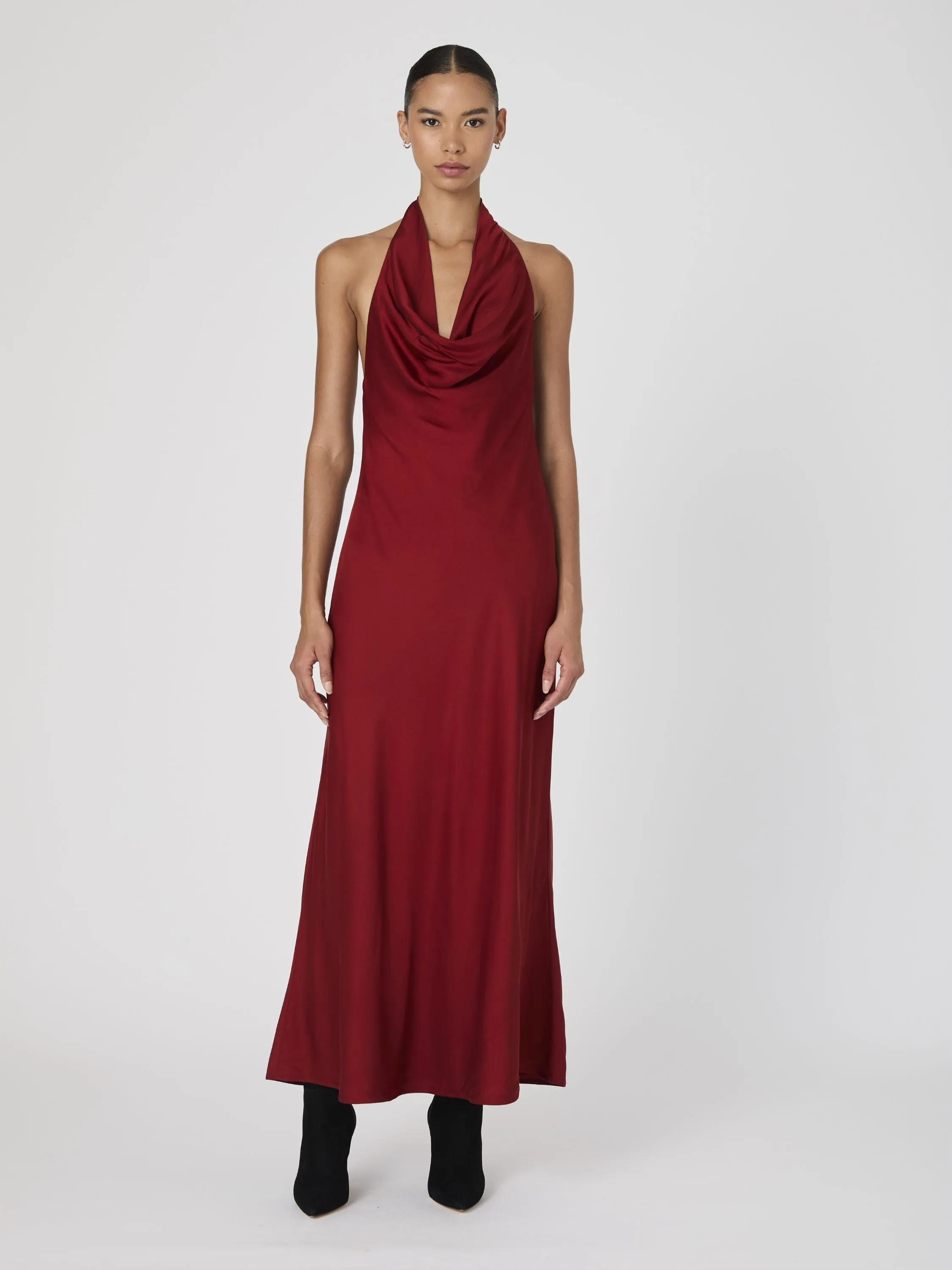 Ennis Satin Halter Midi Dress sold by French Connection