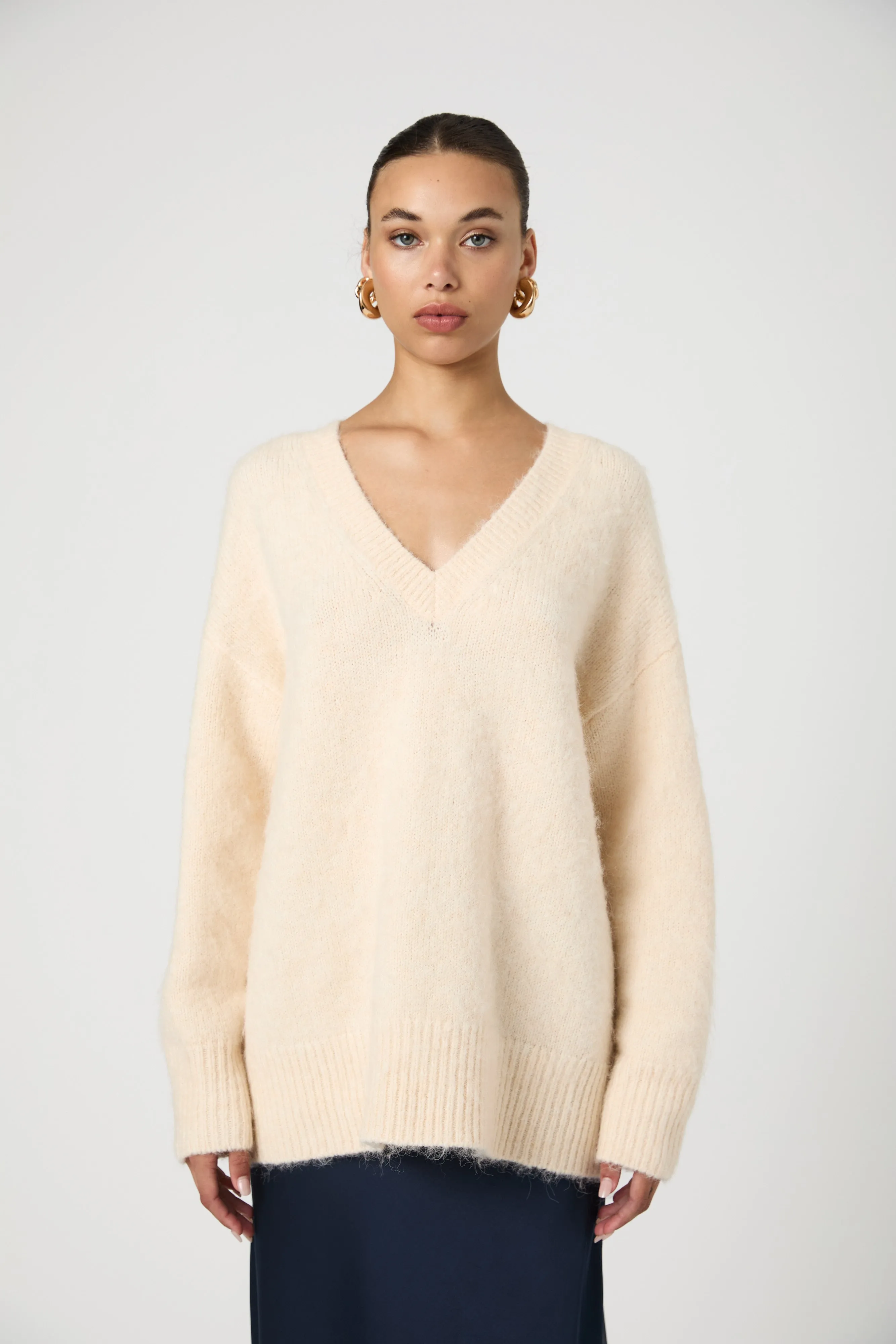 Fluffy Knit V Neck Oversized Sweater sold by French Connection product image thumbnail 3