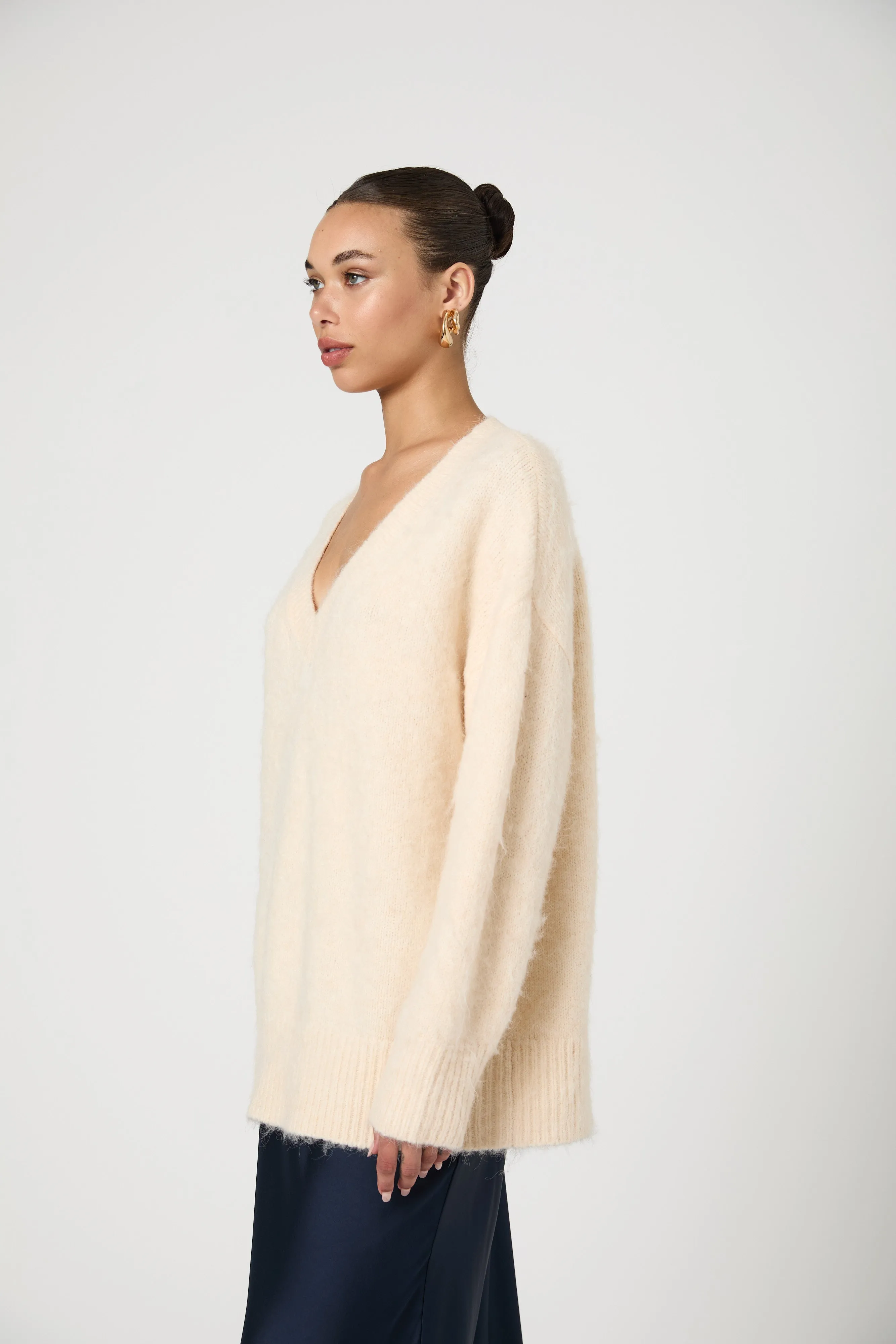 Fluffy Knit V Neck Oversized Sweater sold by French Connection product image thumbnail 4