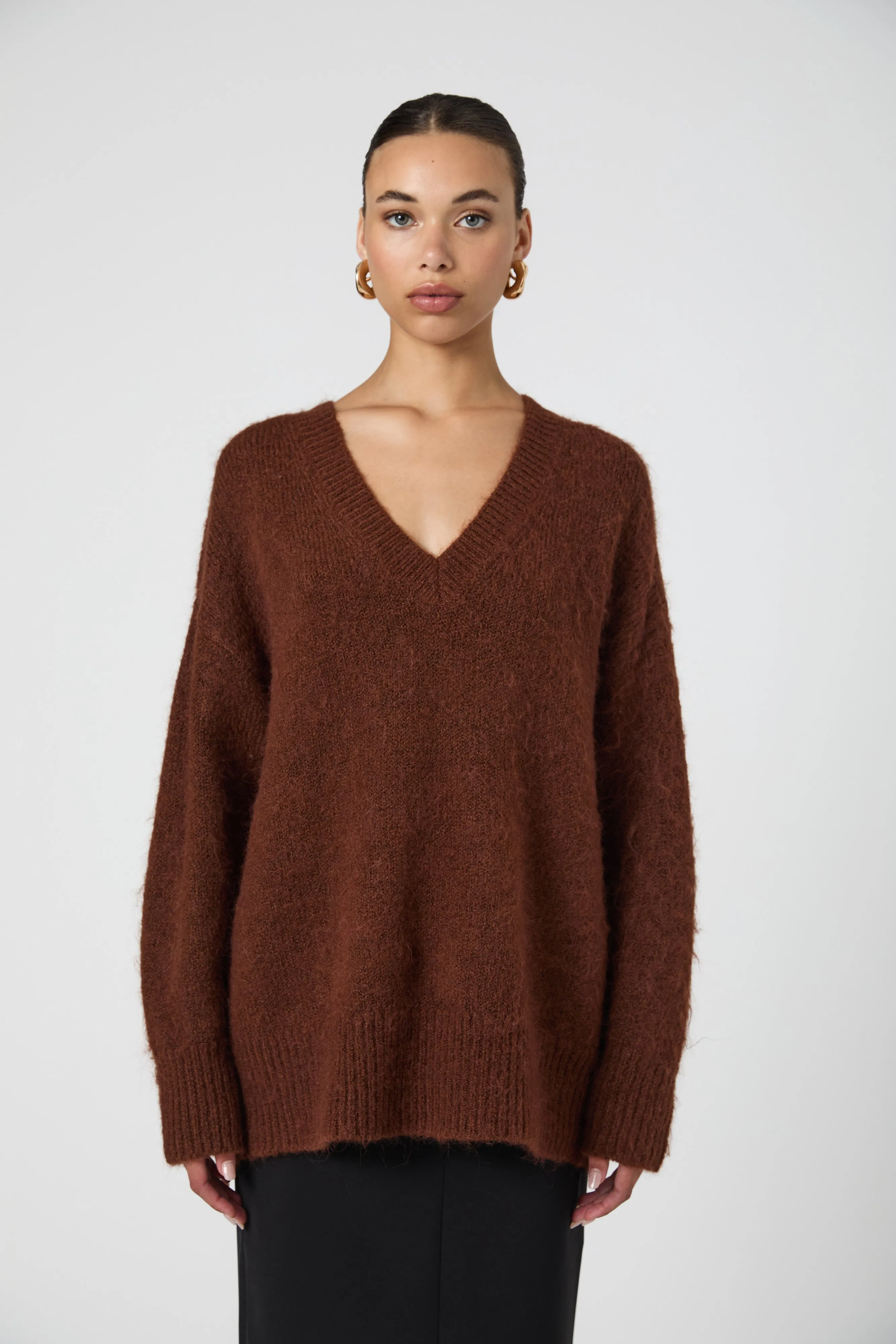 Fluffy Knit V Neck Oversized Sweater sold by French Connection product image thumbnail 4
