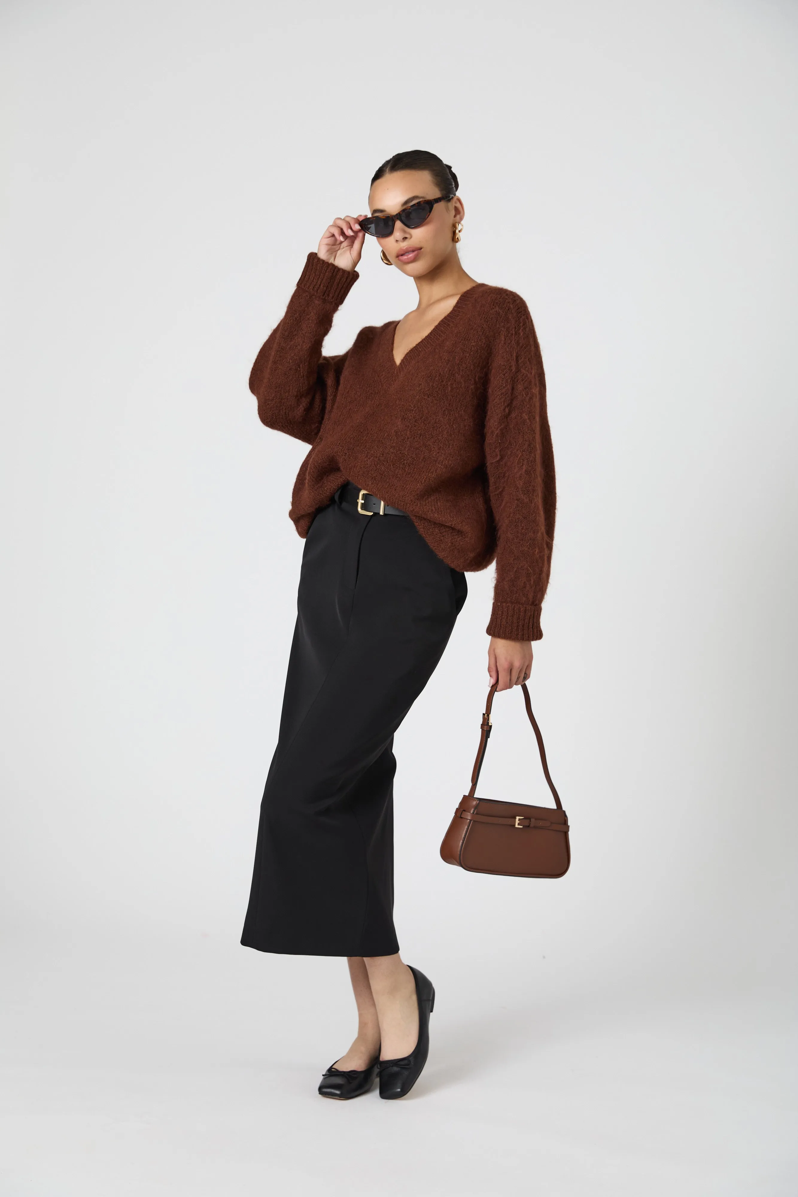 Fluffy Knit V Neck Oversized Sweater sold by French Connection