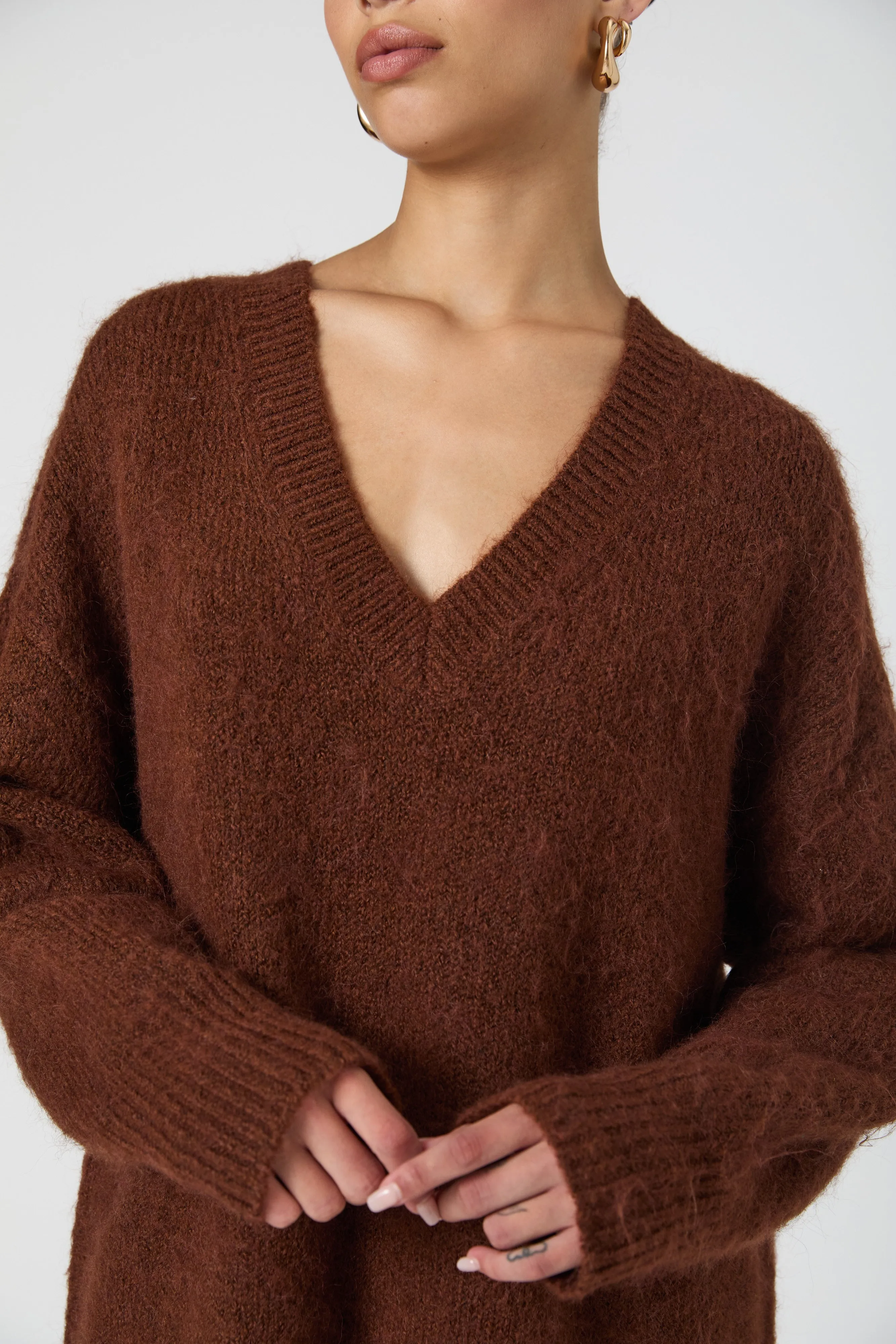 Fluffy Knit V Neck Oversized Sweater sold by French Connection product image thumbnail 3