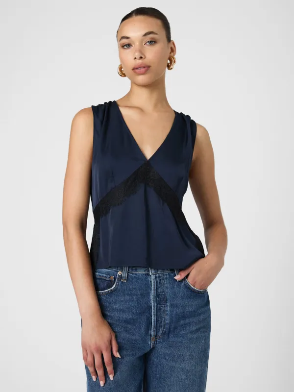 Ennis Satin Lace Top sold by French Connection