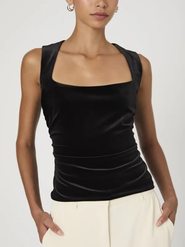 Stretch Velvet Square Neck Top sold by French Connection