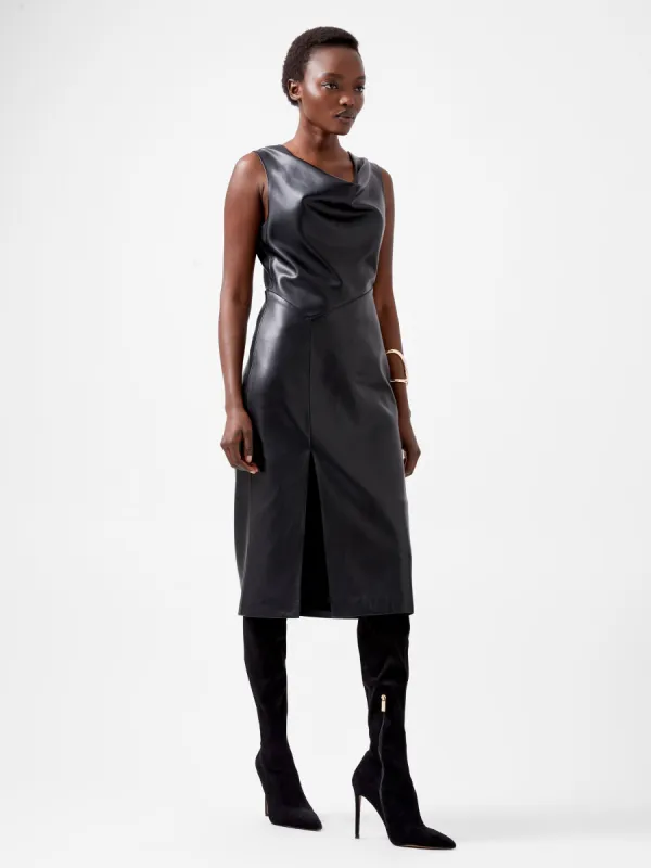 Elettra Recycled PU Cowl Neck Sleeveless Midi Dress sold by French Connection