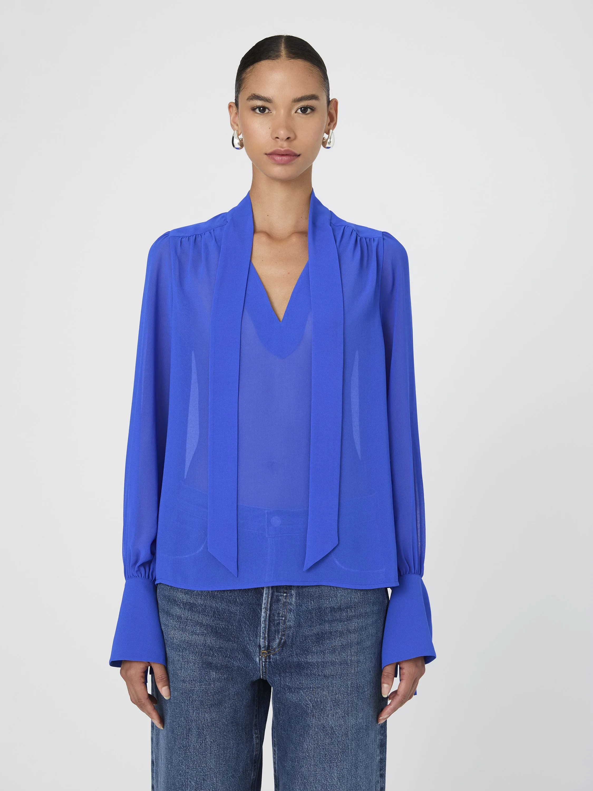 Eden Georgette Tie Neck Blouse sold by French Connection product image thumbnail 4
