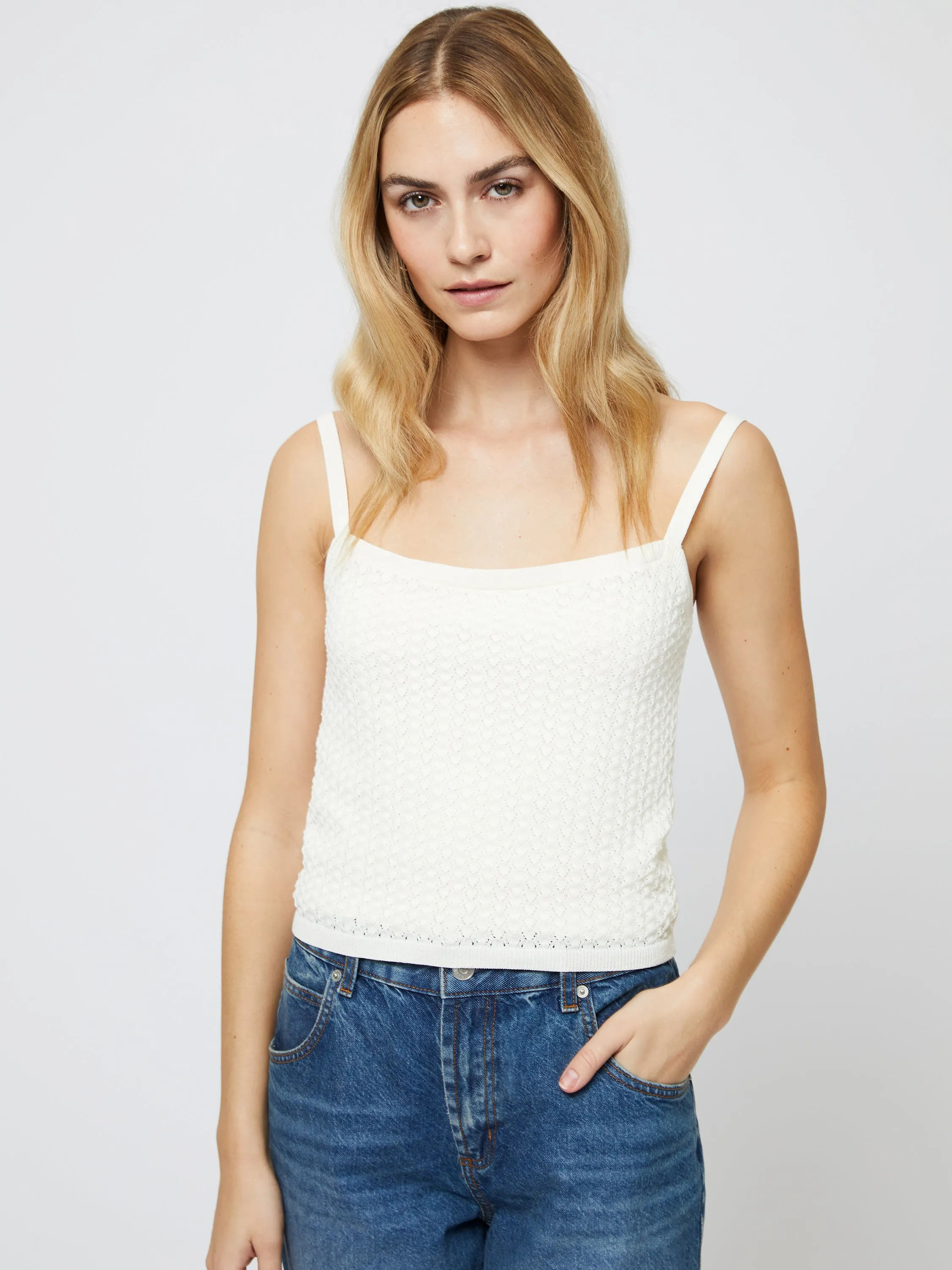Cotton Blend Pointelle Cami sold by French Connection