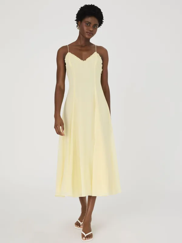 Raya Chiffon Ruffle Neck Midi Dress sold by French Connection