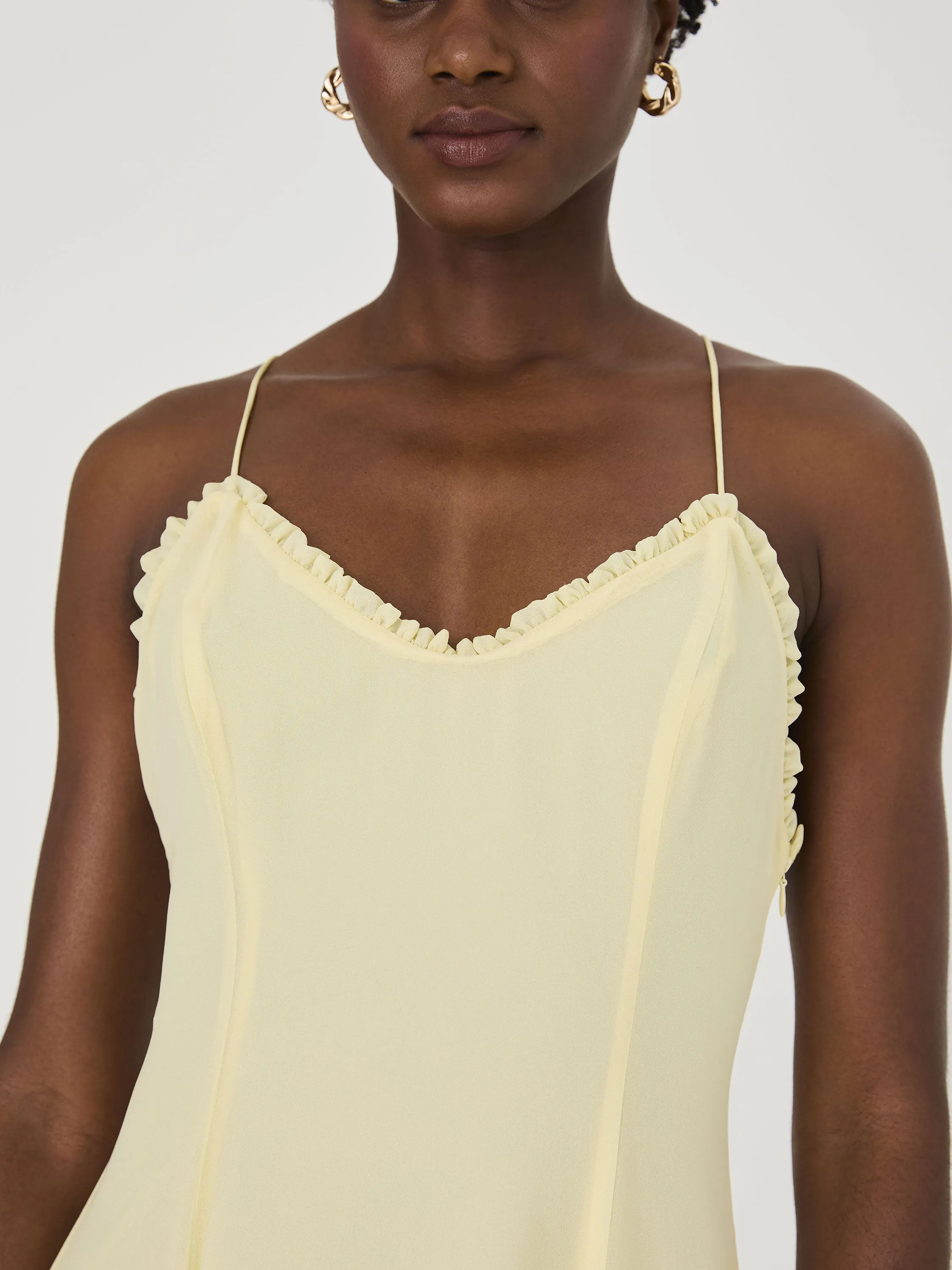 Raya Chiffon Ruffle Neck Midi Dress sold by French Connection product image thumbnail 4