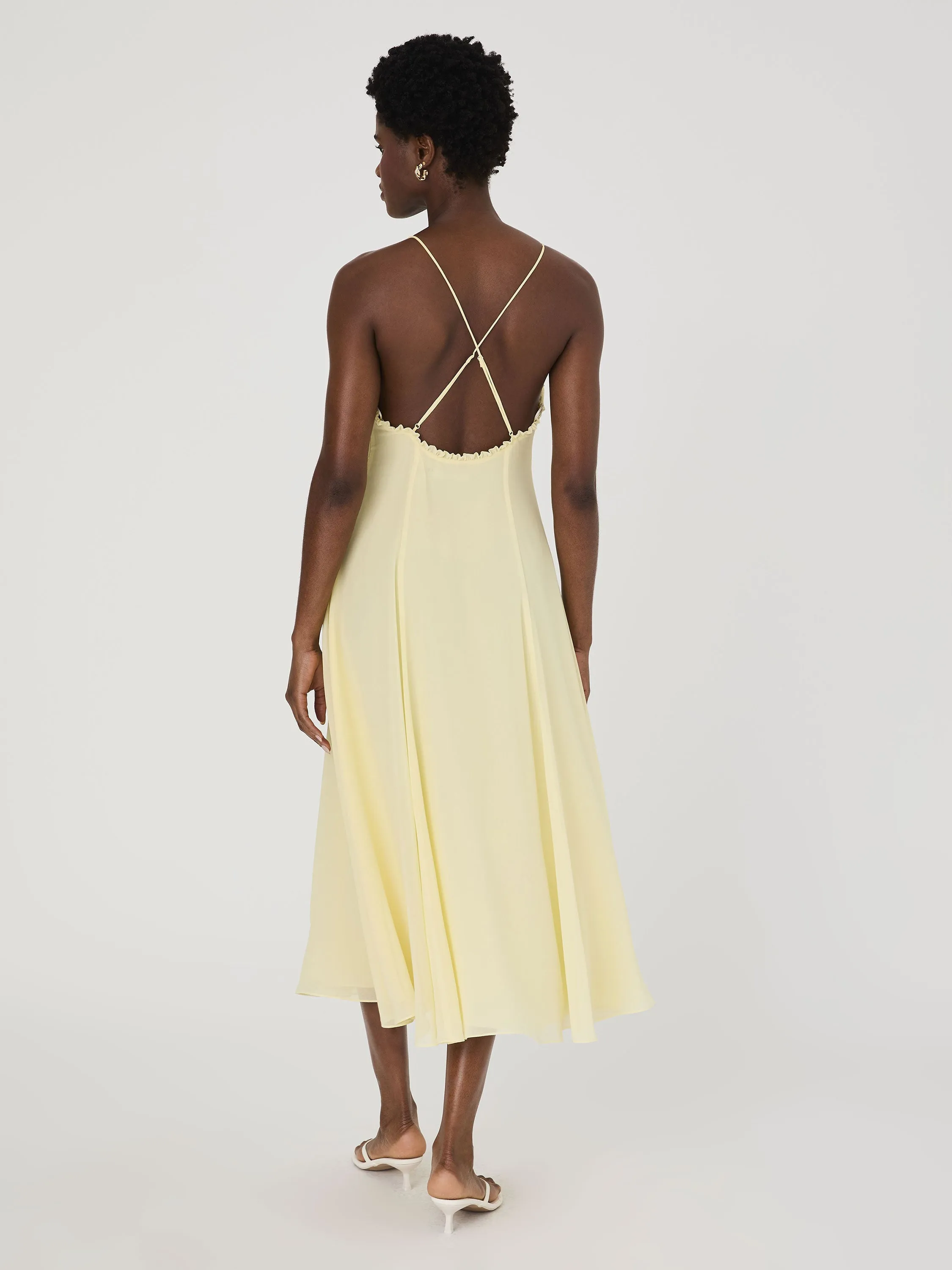 Raya Chiffon Ruffle Neck Midi Dress sold by French Connection product image thumbnail 2