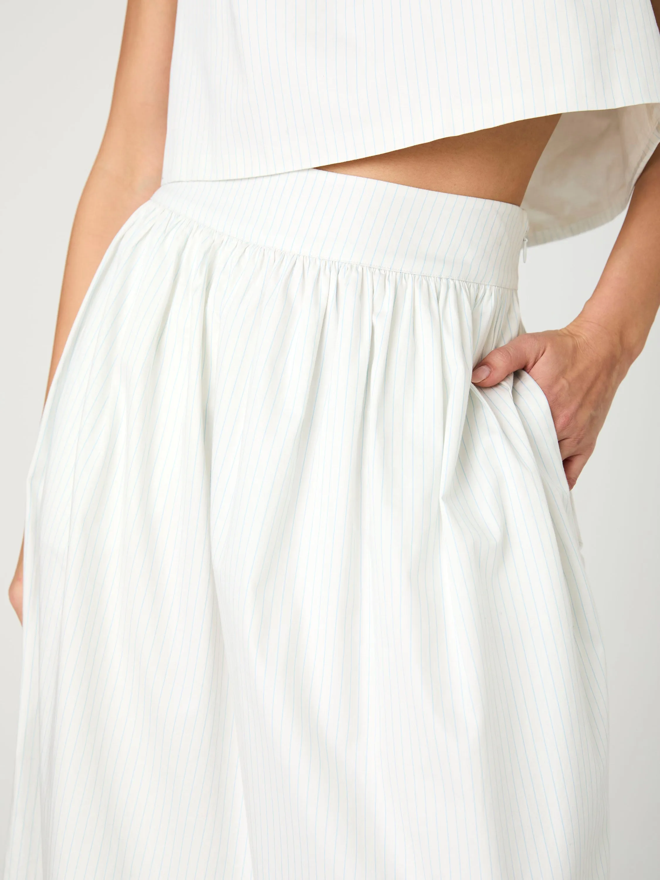 Pinstripe Poplin Midi Skirt sold by French Connection product image thumbnail 2