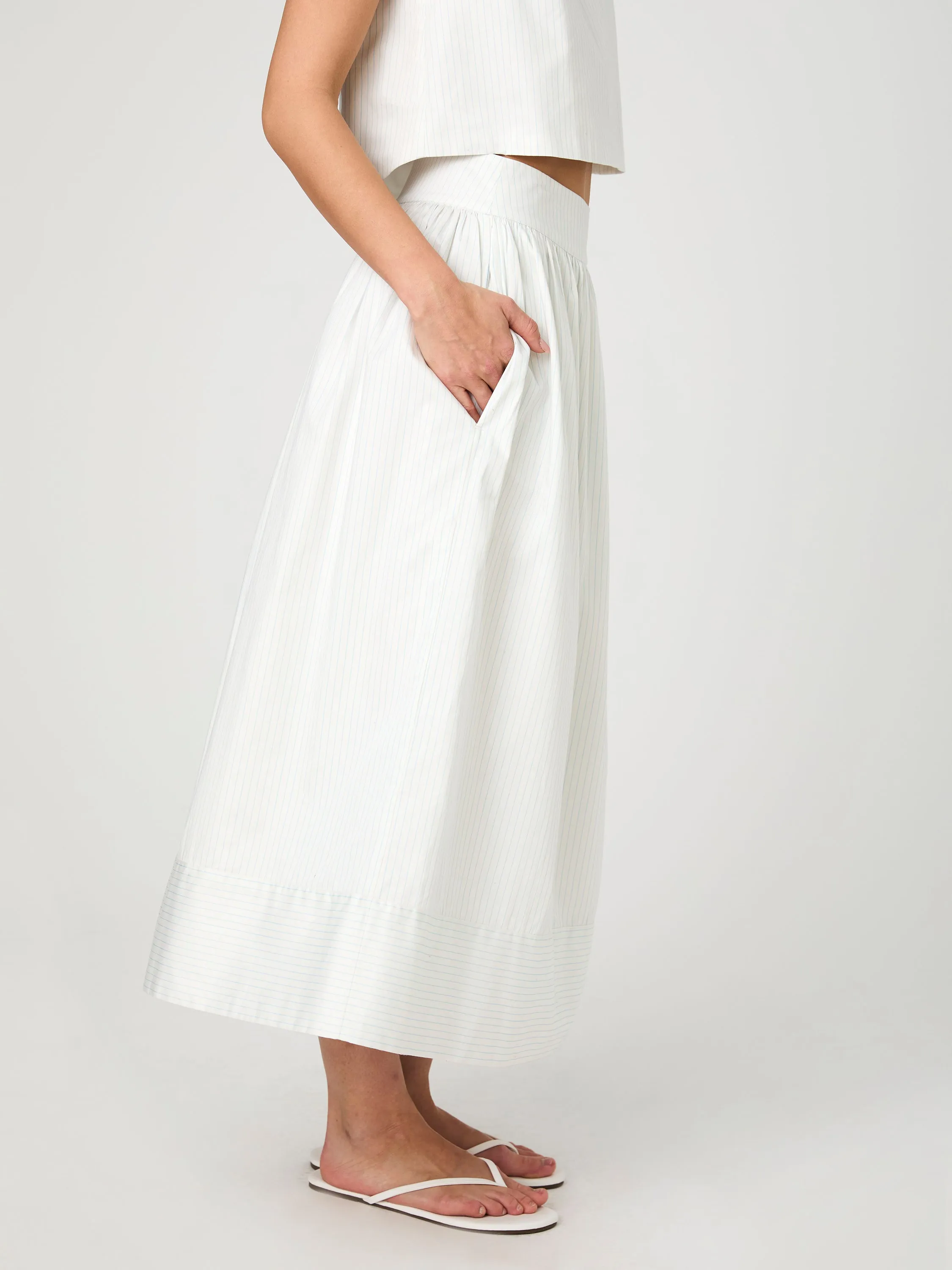 Pinstripe Poplin Midi Skirt sold by French Connection product image thumbnail 4