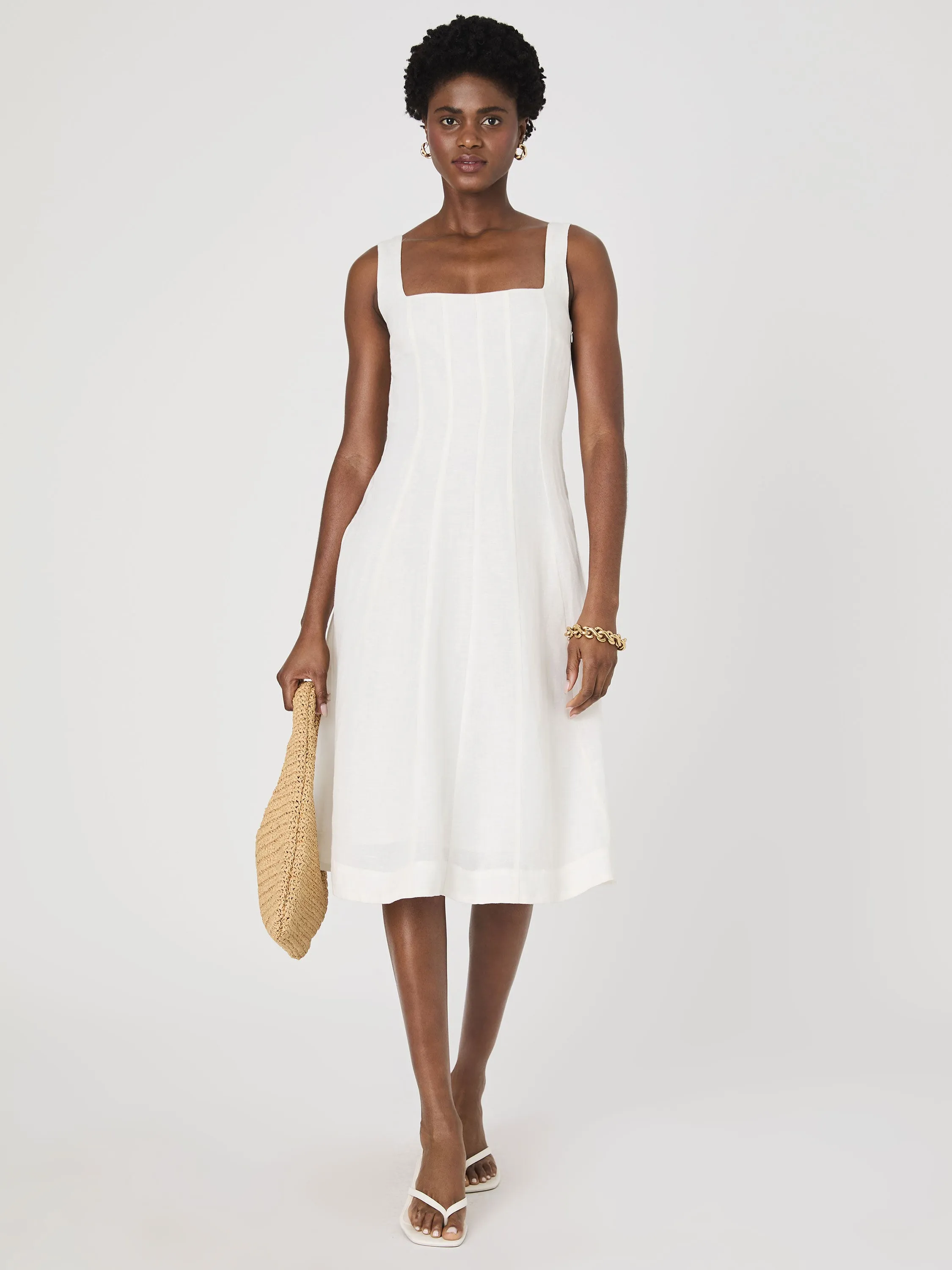 Birdie Linen Square Neck Midi Dress sold by French Connection product image thumbnail 3
