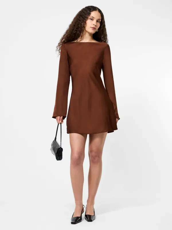 Ennis Satin Longsleeve Mini Dress sold by French Connection
