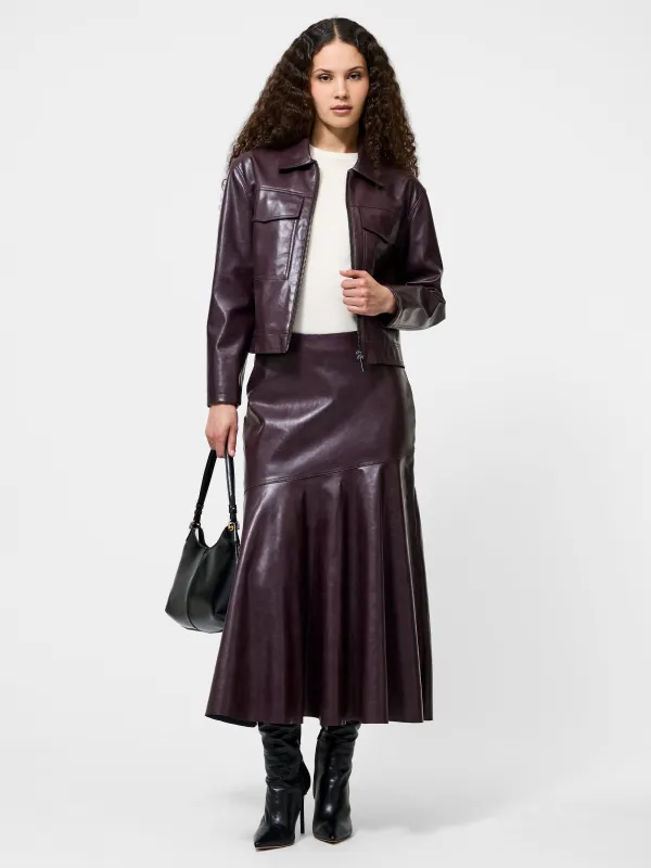 Kayleigh Vegan Leather Midi Skirt sold by French Connection