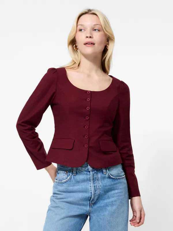 Inga Poplin Scoop Neck Top sold by French Connection